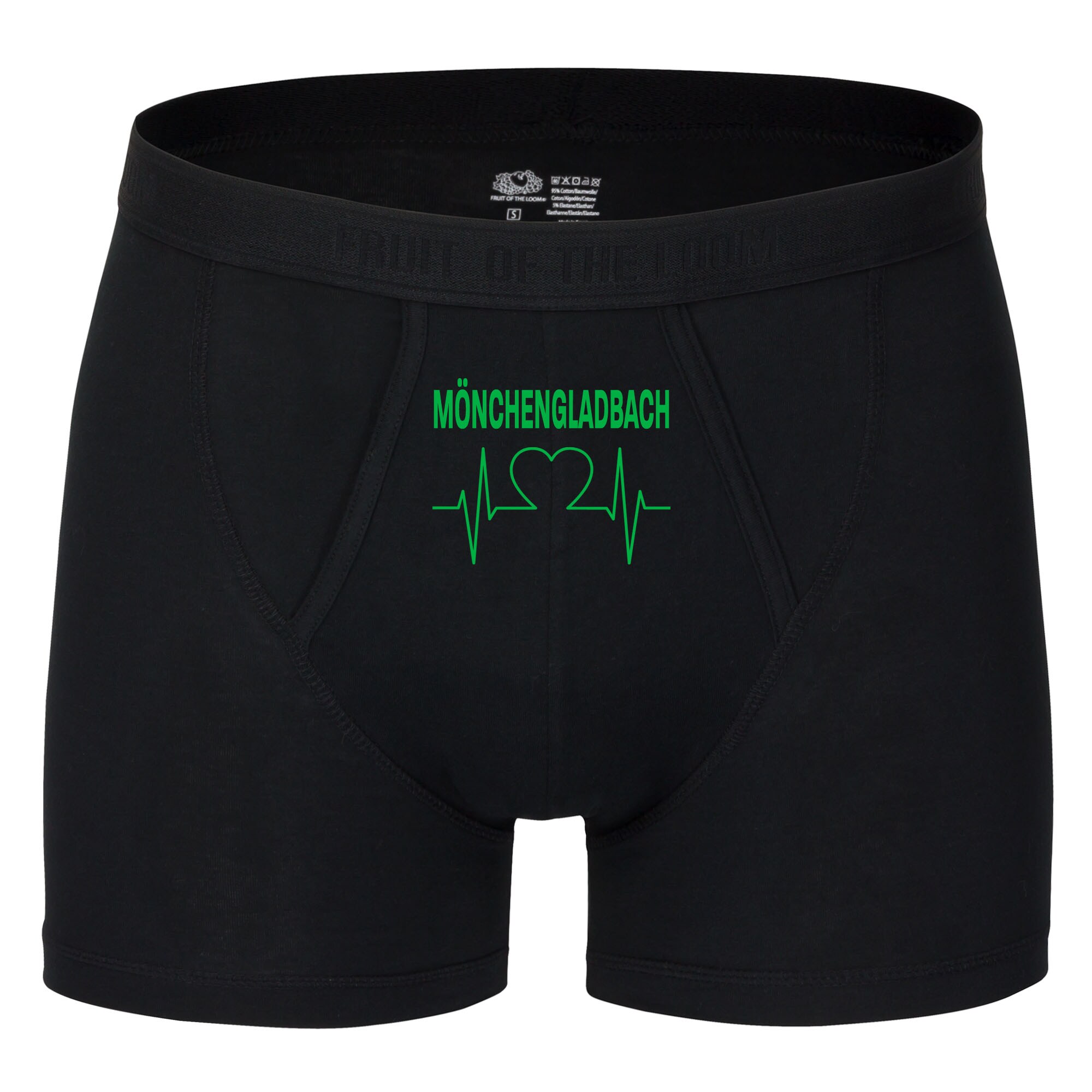 multifanshop Herren Boxer Short - M&ouml;nchengladbach - Herzschlag - Druck gr&uuml;n - Unterw&auml;sche 