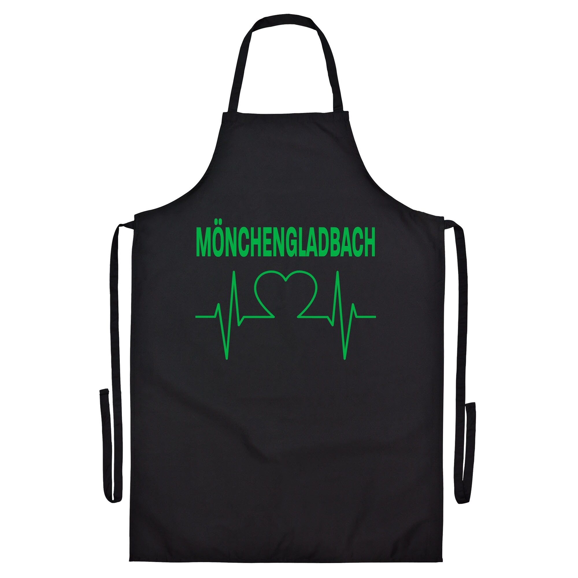 multifanshop Grillsch&uuml;rze - M&ouml;nchengladbach - Herzschlag - Druck gr&uuml;n - Sch&uuml;rze 