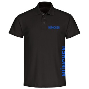 multifanshop Poloshirt - München blau - Brust & Seite - Druck blau - Polo 