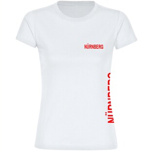 multifanshop Damen T-Shirt - Nürnberg - Brust & Seite - Druck rot - Frauen 