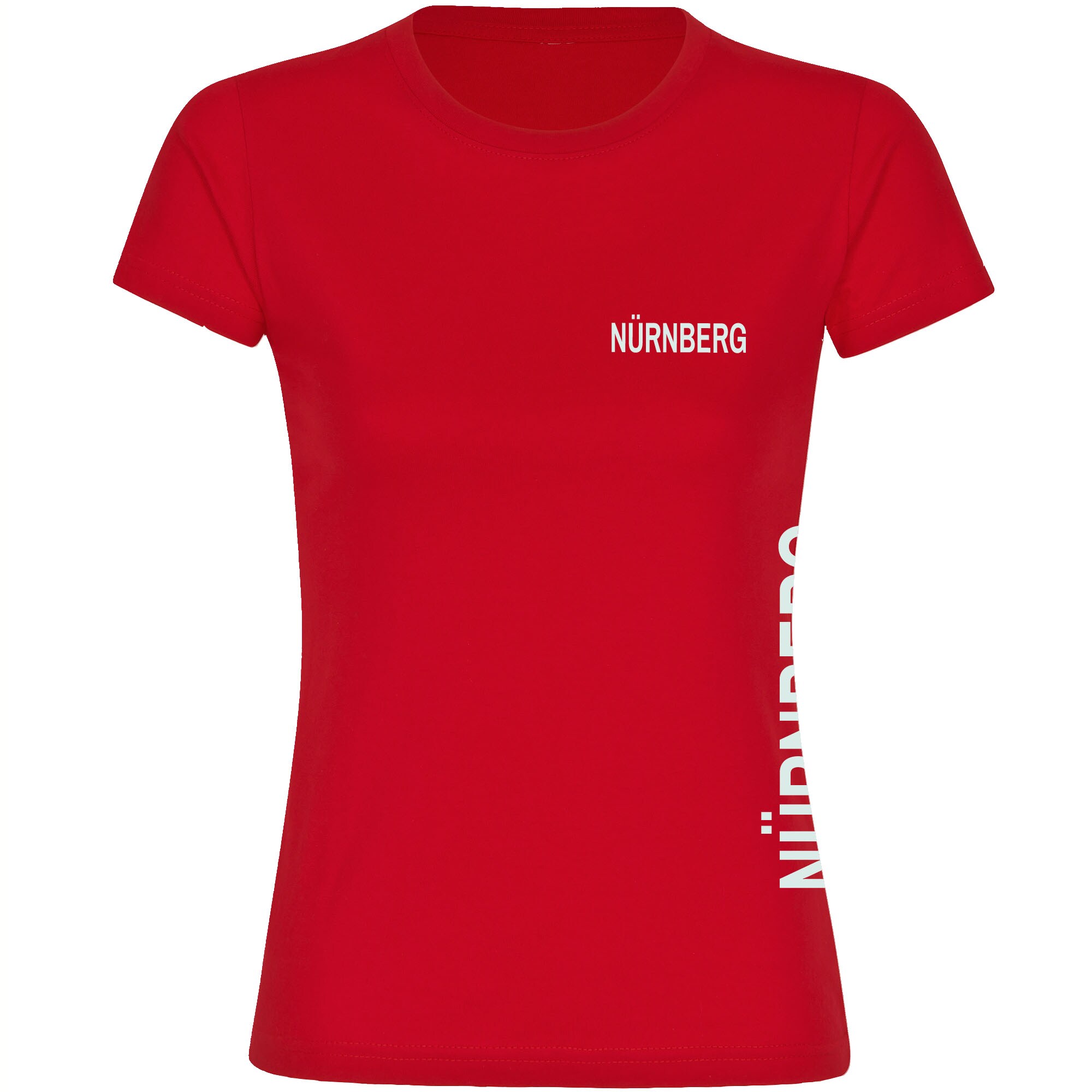 multifanshop Damen T-Shirt - N&uuml;rnberg - Brust & Seite - Druck wei&szlig; - Frauen 