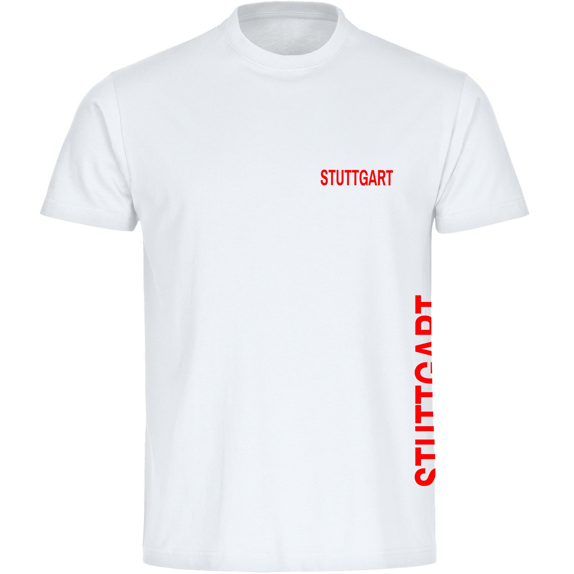 multifanshop Herren T-Shirt - Stuttgart - Brust & Seite - Druck rot - M&auml;nner 