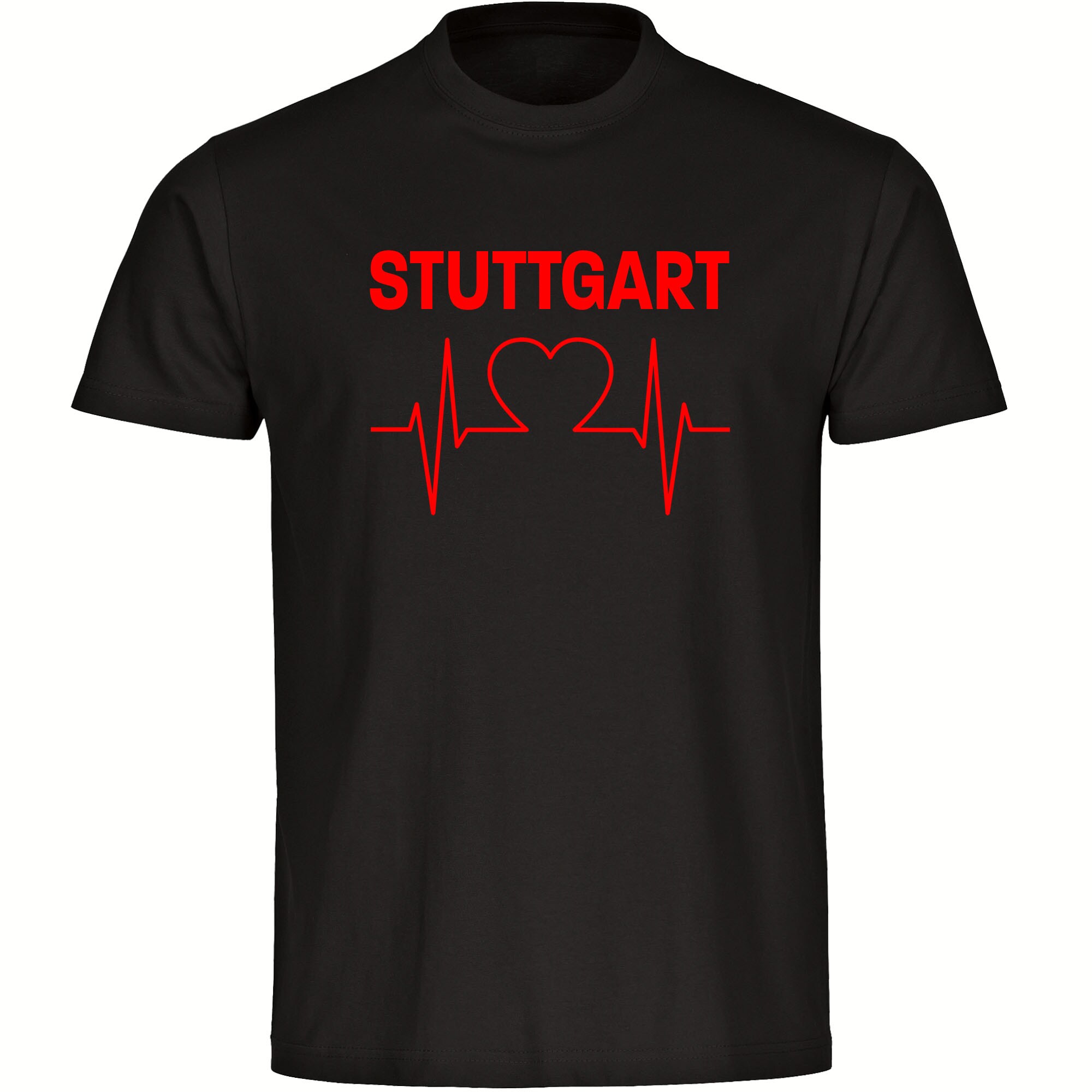 multifanshop Herren T-Shirt - Stuttgart - Herzschlag - Druck rot - M&auml;nner 