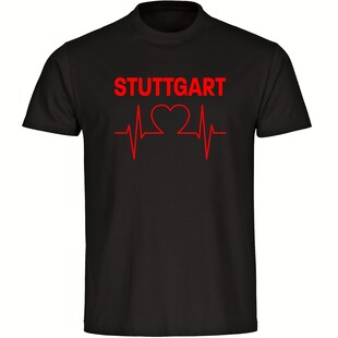 multifanshop Herren T-Shirt - Stuttgart - Herzschlag - Druck rot - Männer 