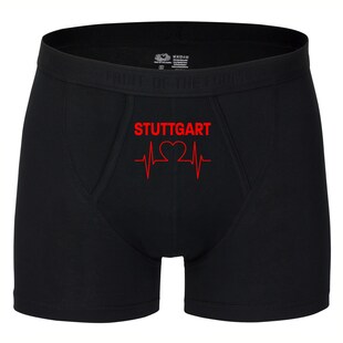 multifanshop Herren Boxer Short - Stuttgart - Herzschlag - Druck rot - Unterwäsche 