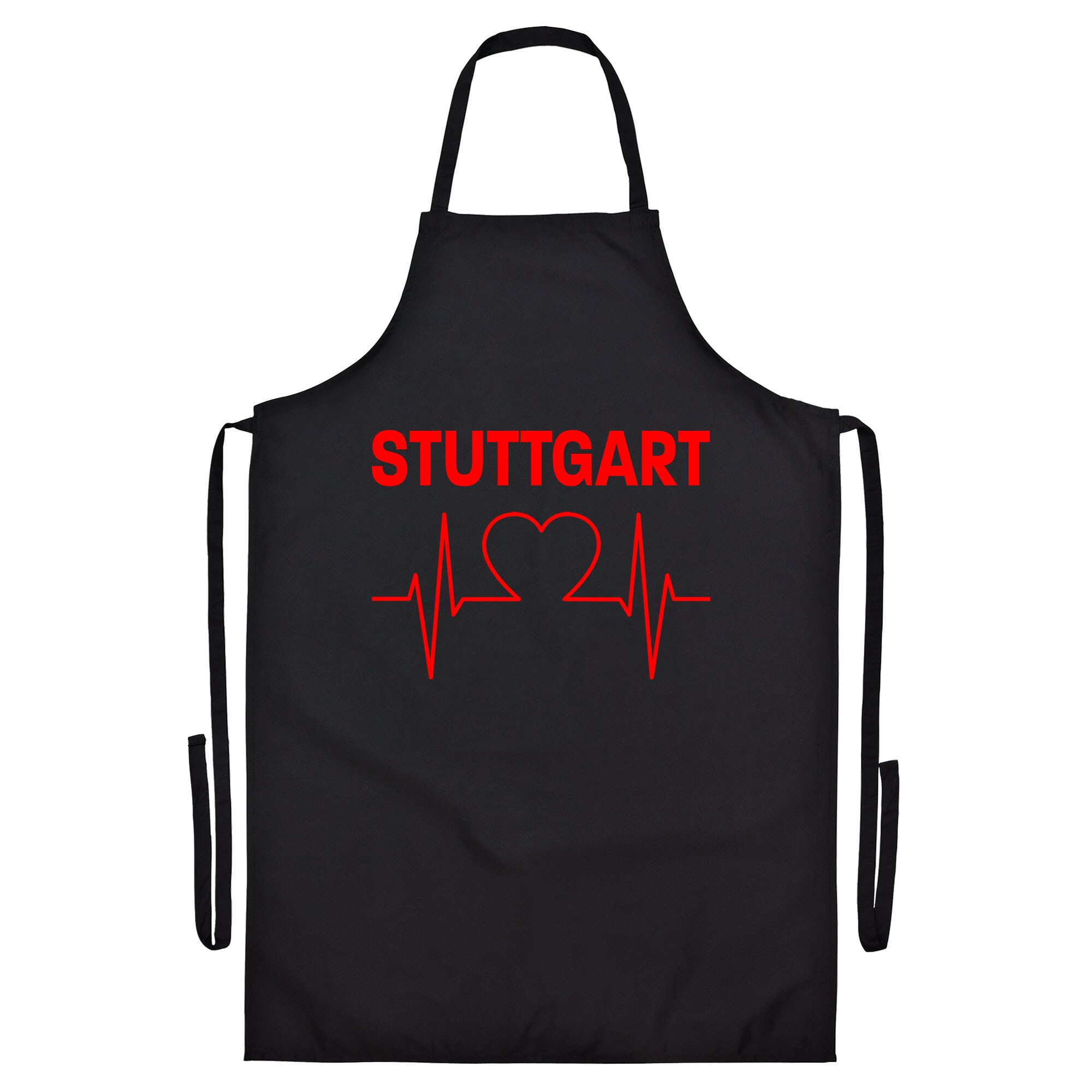 multifanshop Grillsch&uuml;rze - Stuttgart - Herzschlag - Druck rot - Sch&uuml;rze 
