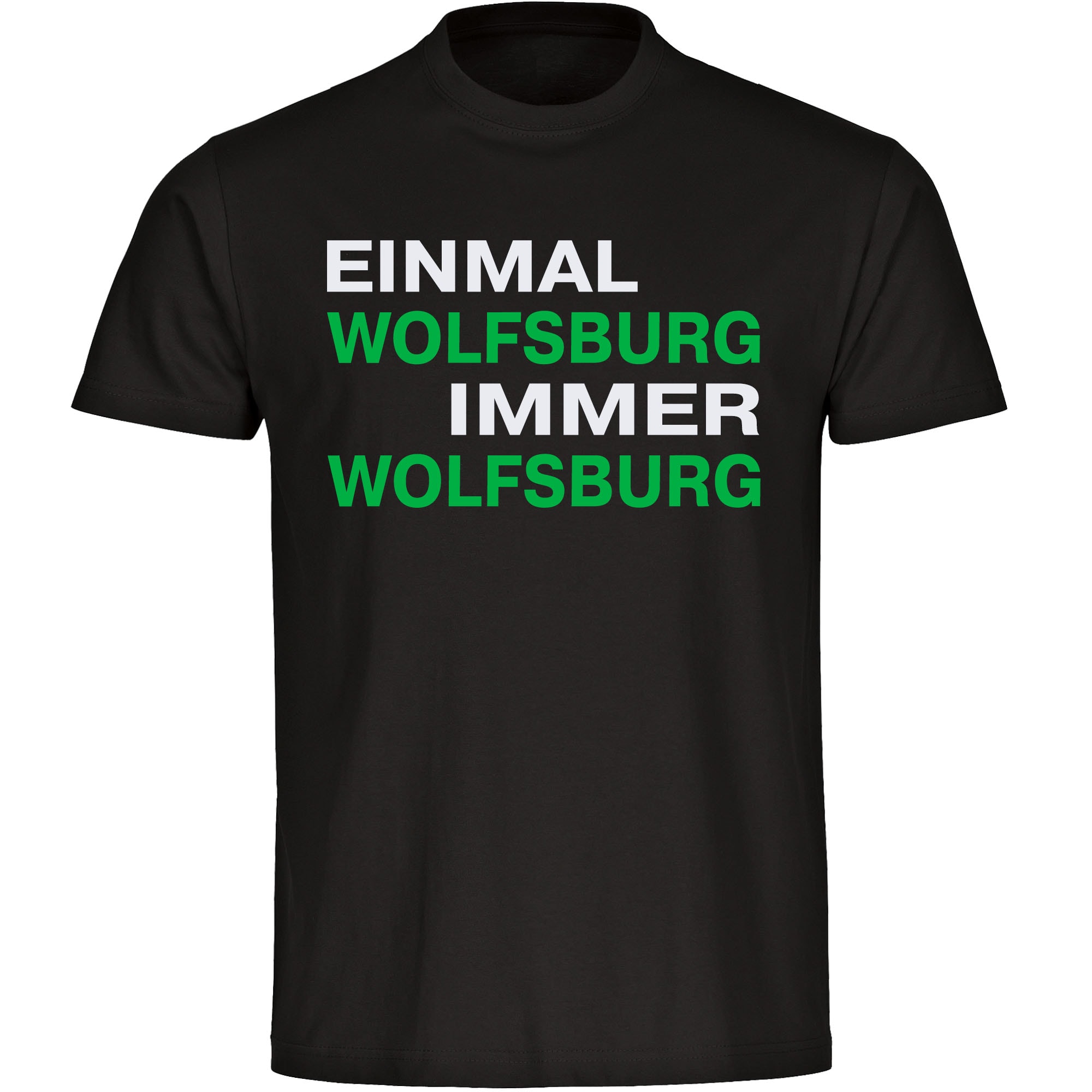 multifanshop Herren T-Shirt - Wolfsburg - Einmal Immer - Druck gr&uuml;n - M&auml;nner 