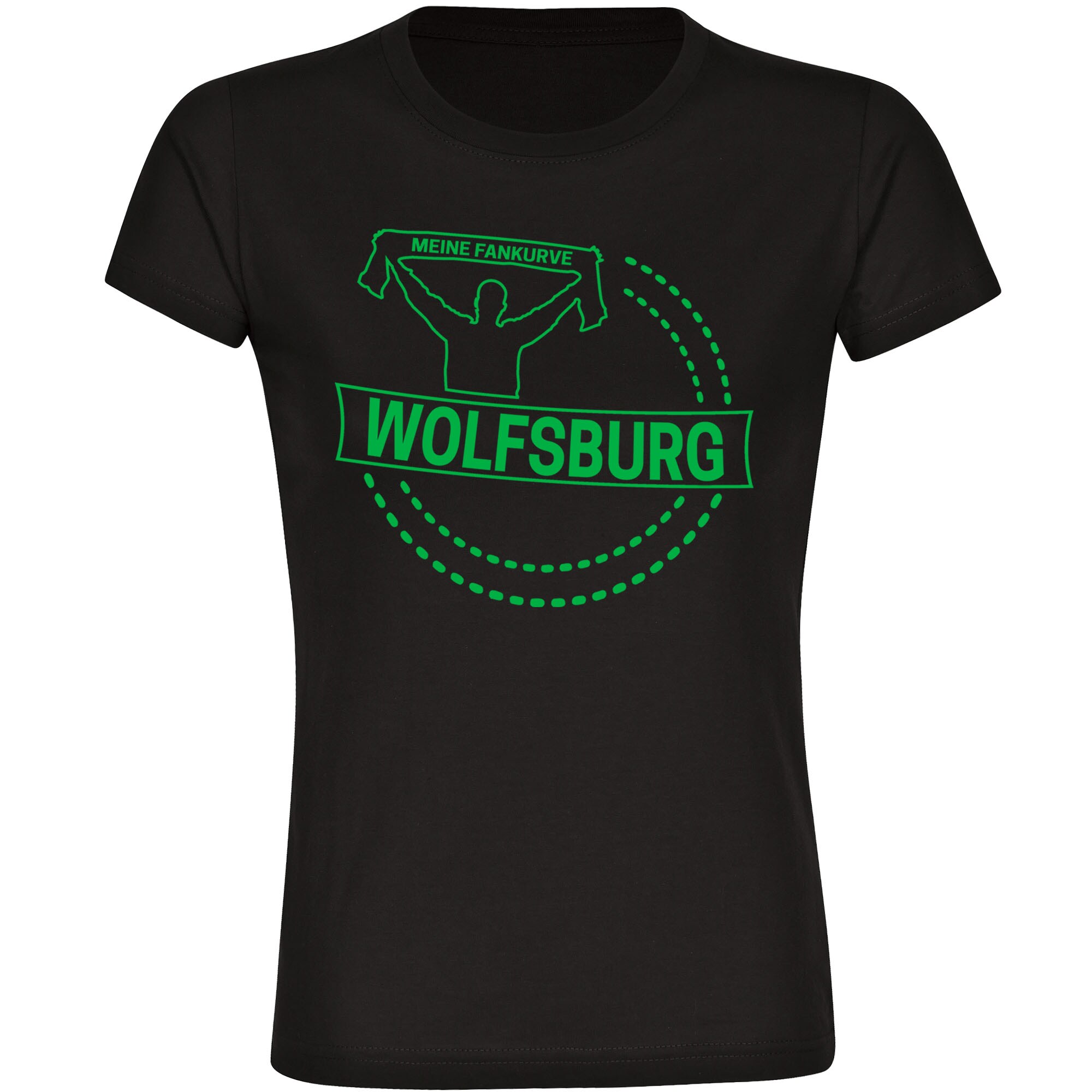 multifanshop Damen T-Shirt - Wolfsburg - Meine Fankurve - Druck gr&uuml;n - Frauen 