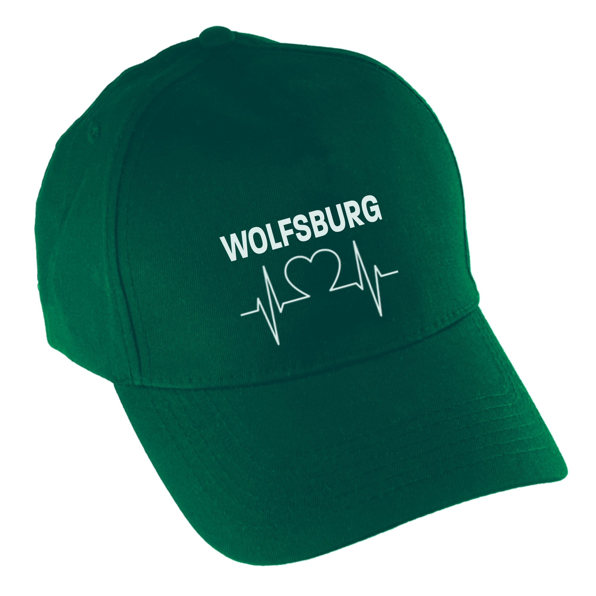multifanshop Baseballcap - Wolfsburg - Herzschlag - Druck wei&szlig; - M&uuml;tze 