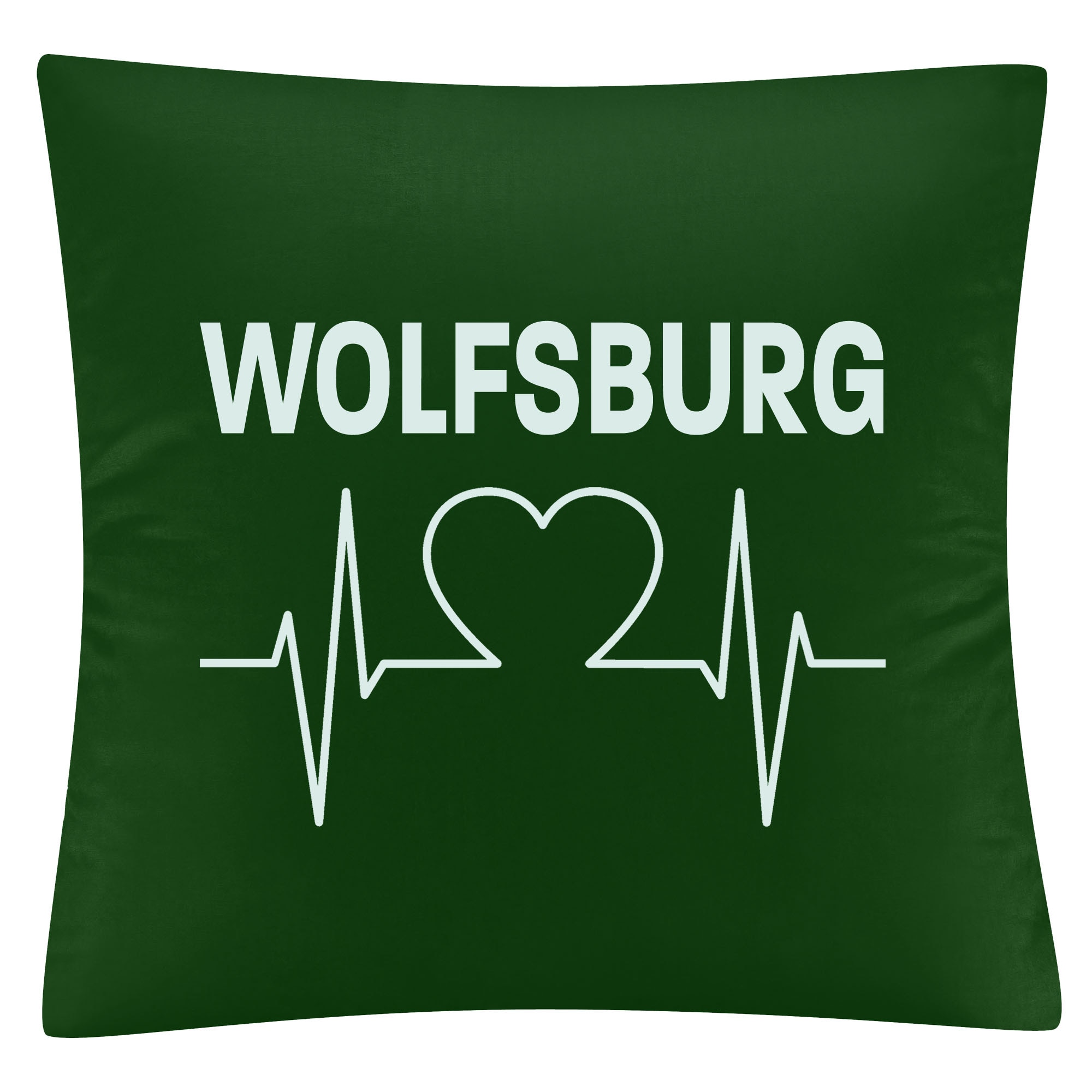 multifanshop Kissenbezug - Wolfsburg - Herzschlag - Druck wei&szlig; - Kissen 