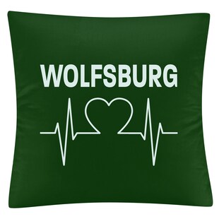 multifanshop Kissenbezug - Wolfsburg - Herzschlag - Druck weiß - Kissen 