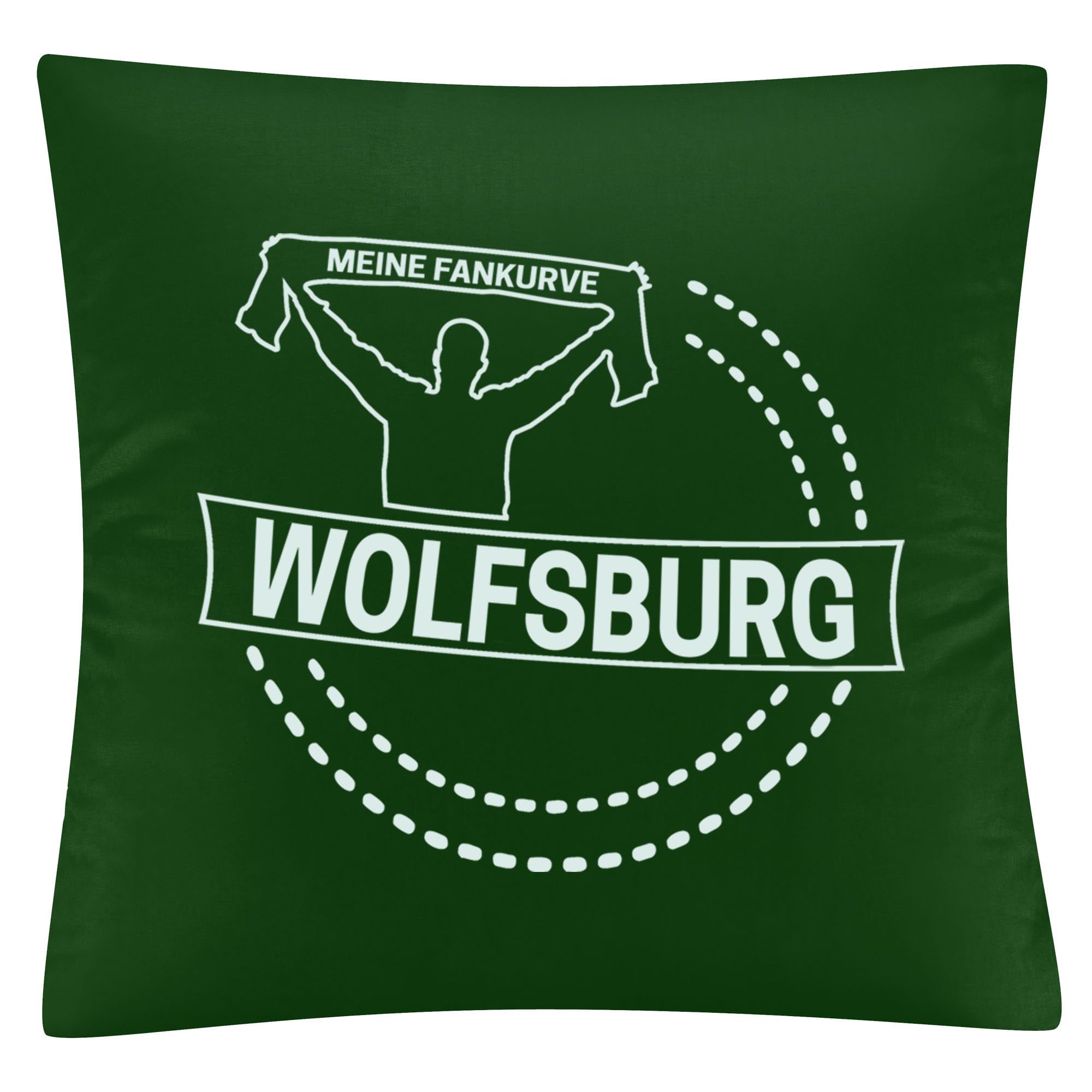 multifanshop Kissenbezug - Wolfsburg - Meine Fankurve - Druck wei&szlig; - Kissen 