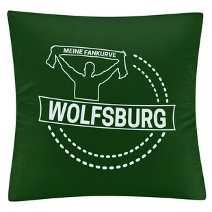 multifanshop Kissenbezug - Wolfsburg - Meine Fankurve - Druck weiß - Kissen 