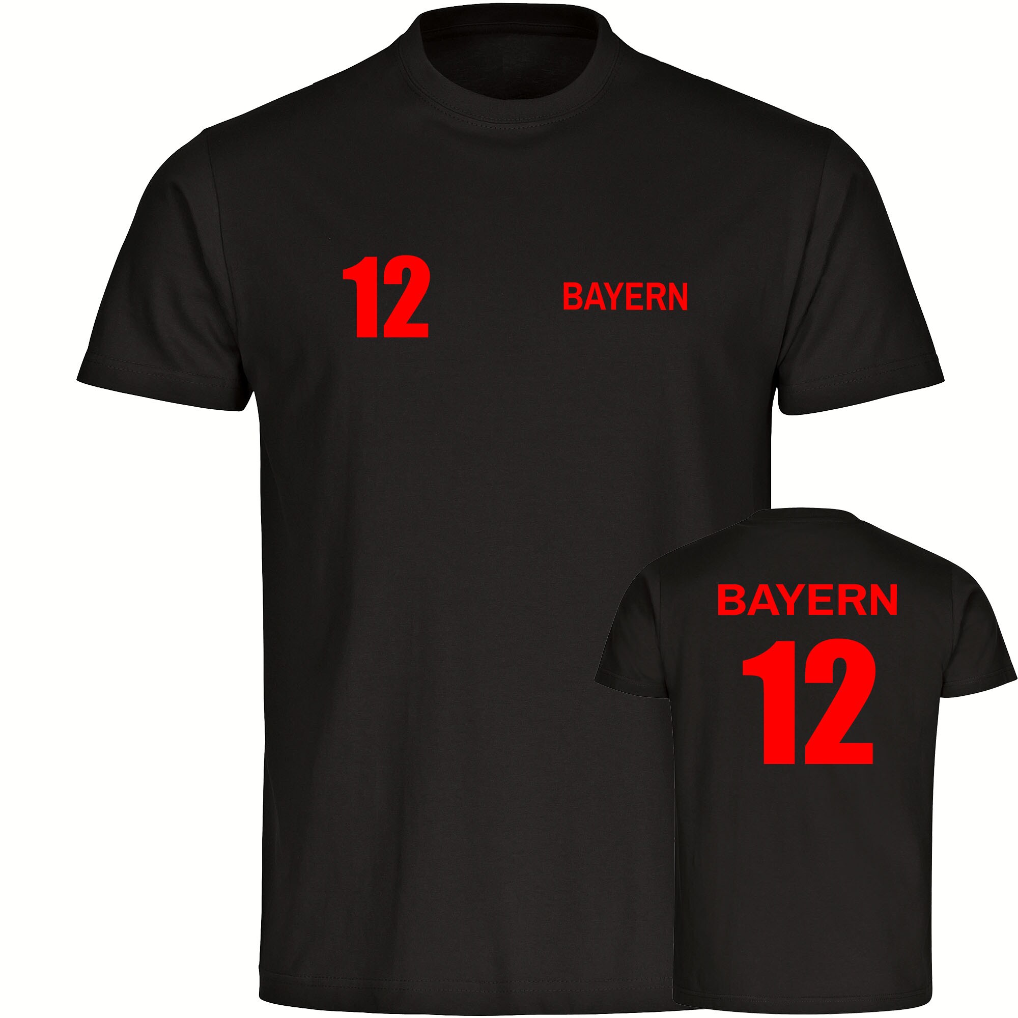 multifanshop Herren T-Shirt - Bayern - Trikot Nummer 12 - Druck rot - M&auml;nner 