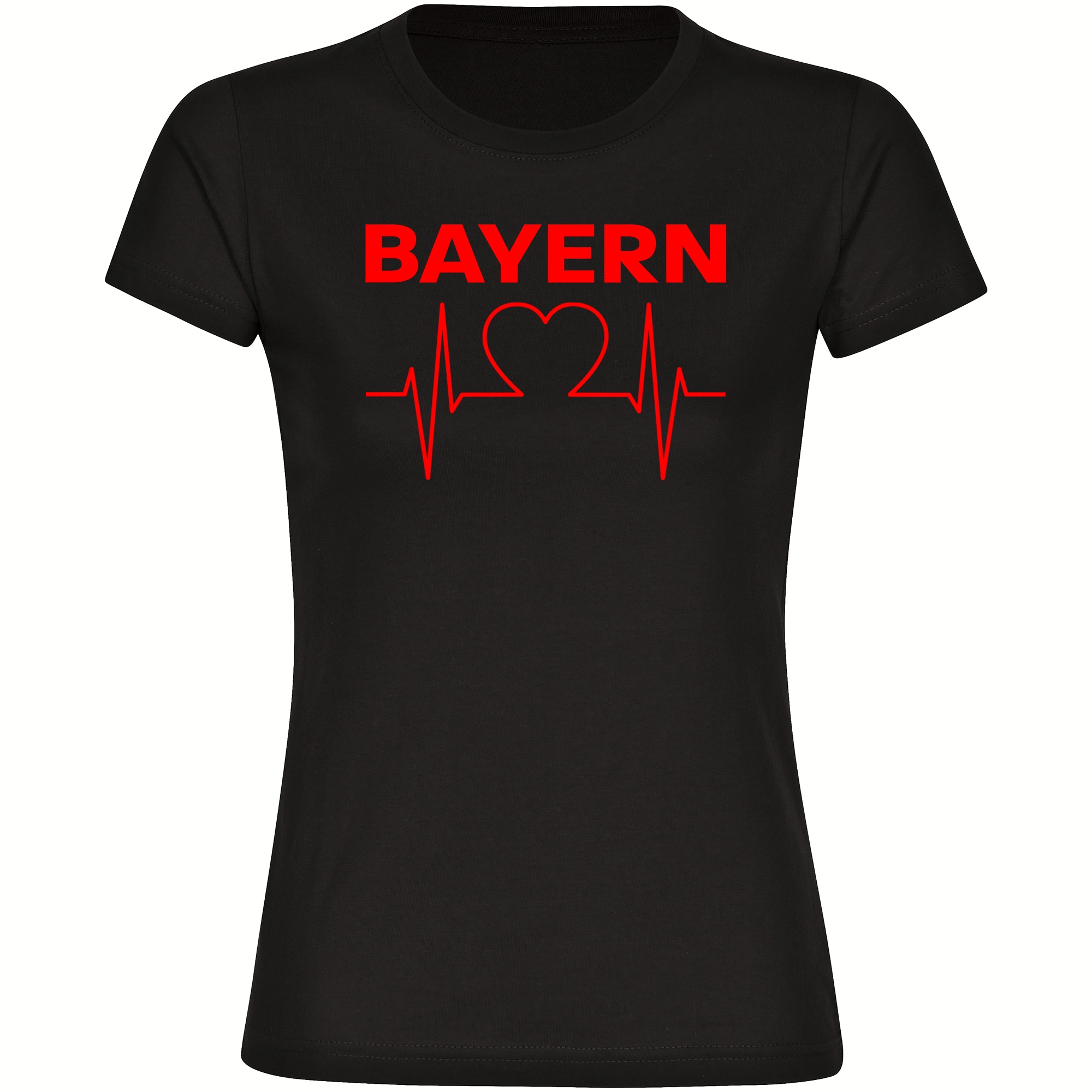 multifanshop Damen T-Shirt - Bayern - Herzschlag - Druck rot - Frauen 