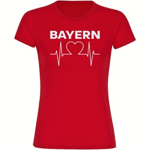 multifanshop Damen T-Shirt - Bayern - Herzschlag - Druck weiß - Frauen 
