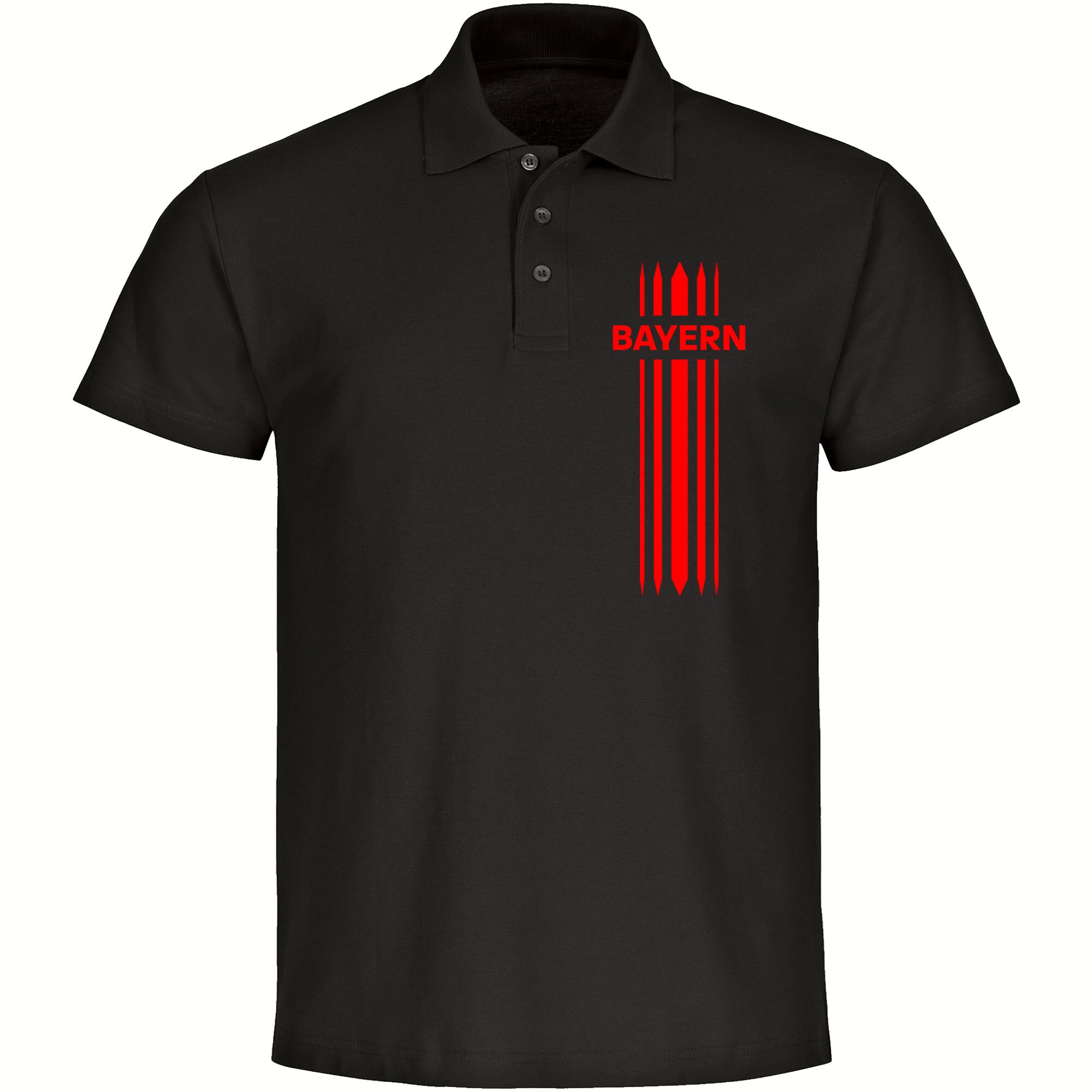multifanshop Poloshirt - Bayern - Streifen - Druck rot - Polo 