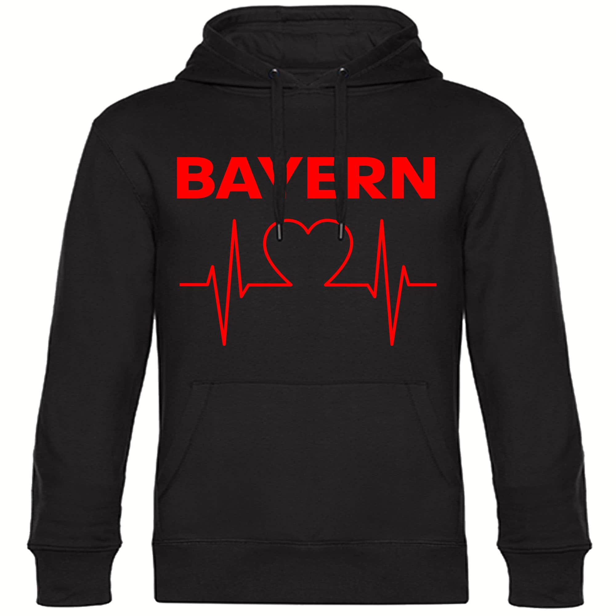 multifanshop Kapuzen Sweatshirt - Bayern - Herzschlag - Druck rot - Hoodie 
