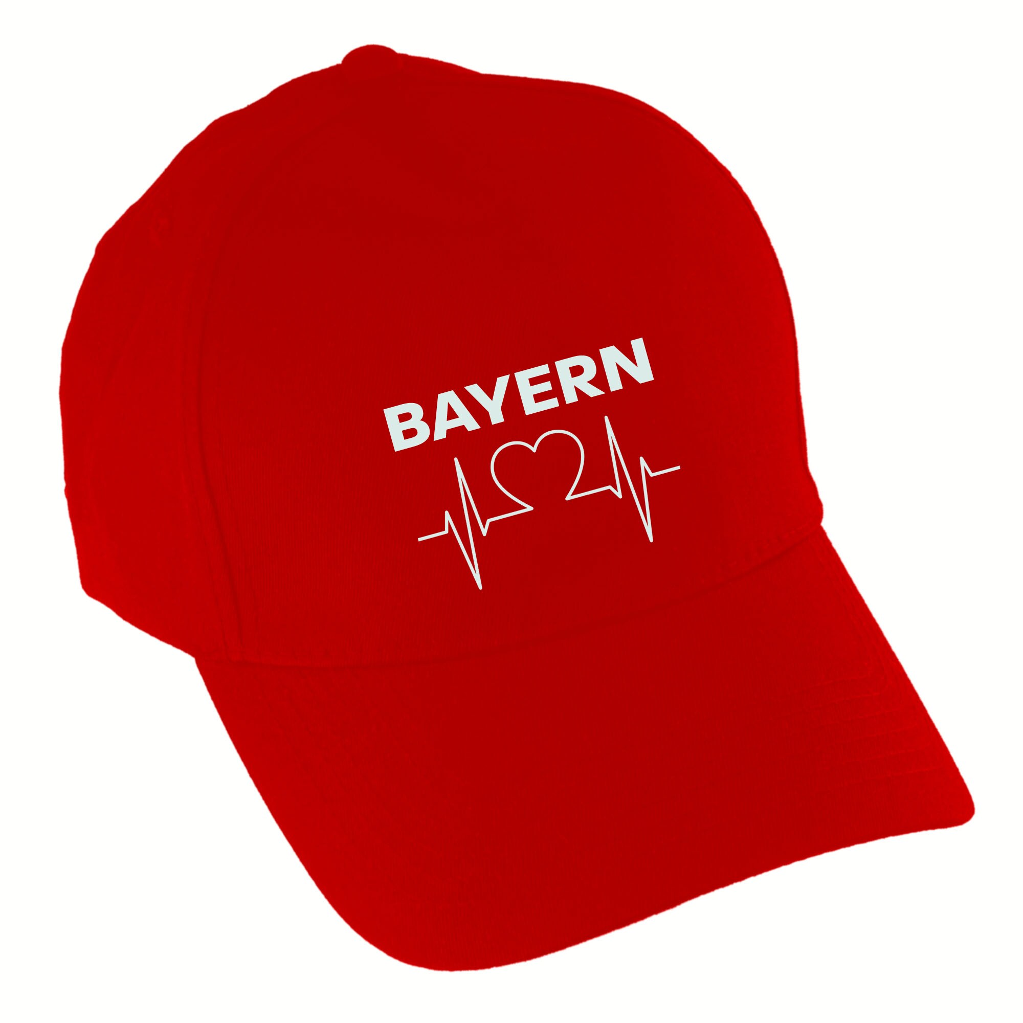 multifanshop Baseballcap - Bayern - Herzschlag - Druck wei&szlig; - M&uuml;tze 