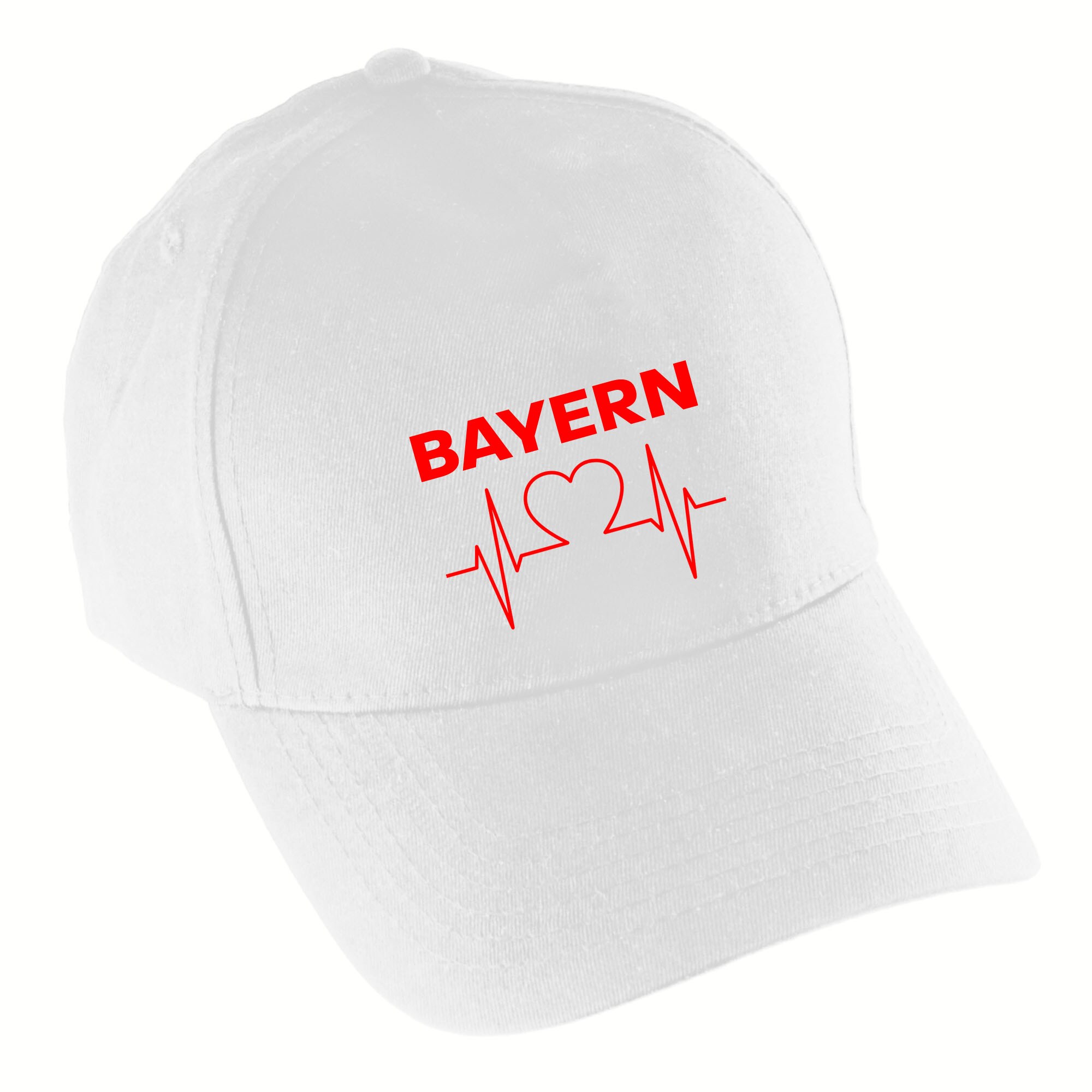 multifanshop Baseballcap - Bayern - Herzschlag - Druck rot - M&uuml;tze 