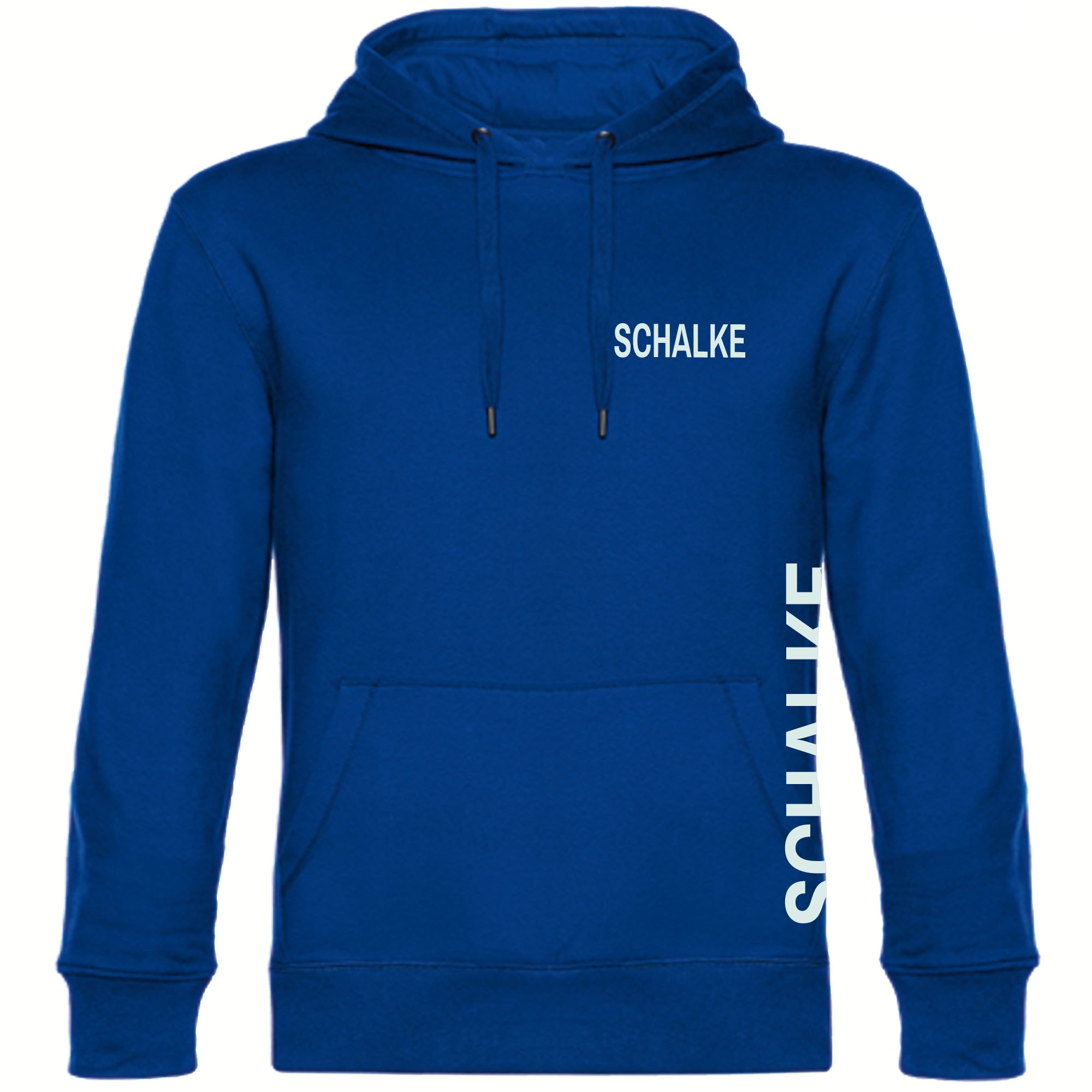 multifanshop Kapuzen Sweatshirt - Schalke - Brust & Seite - Druck wei&szlig; - Hoodie 