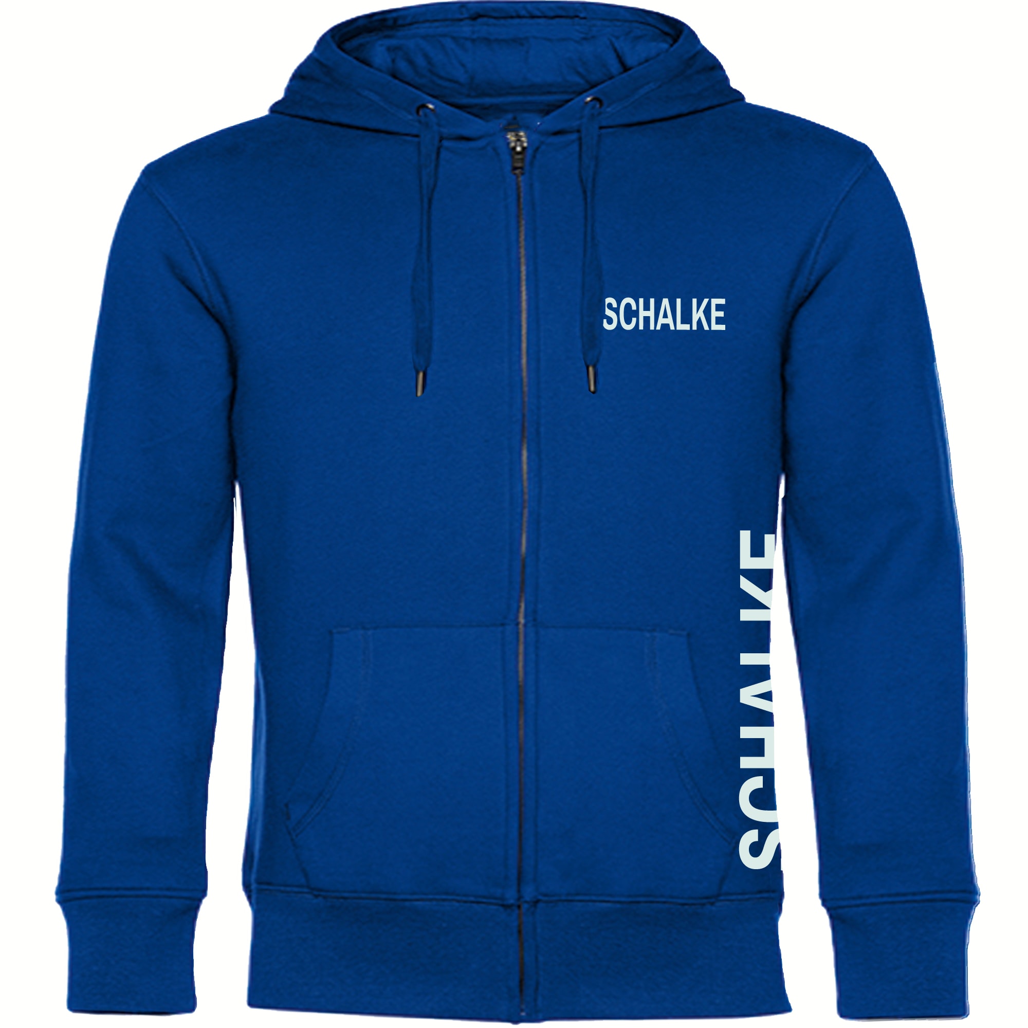multifanshop Kapuzen Sweatshirt Jacke - Schalke - Brust & Seite - Druck wei&szlig; - Jacke 
