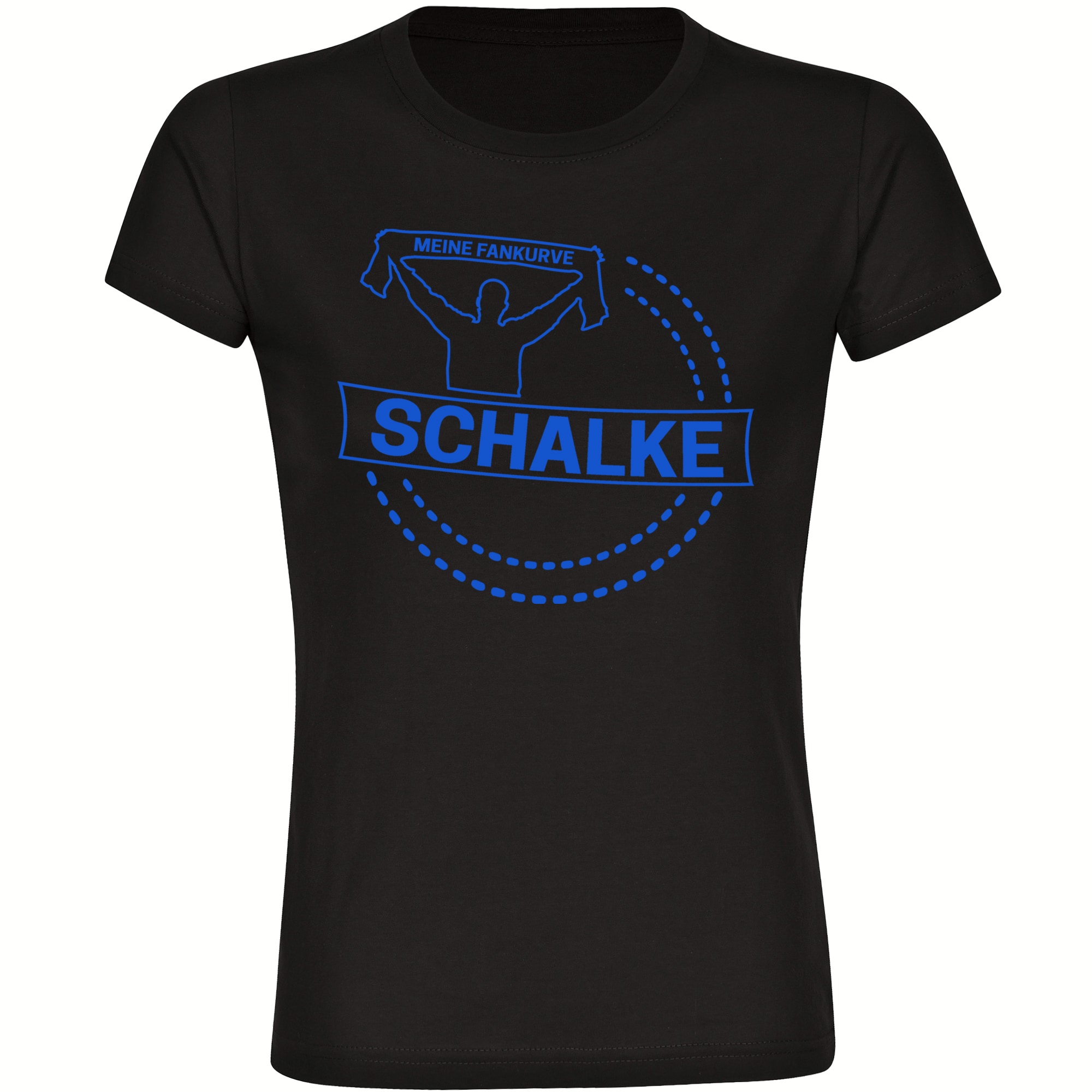 multifanshop Damen T-Shirt - Schalke - Meine Fankurve - Druck blau - Frauen 