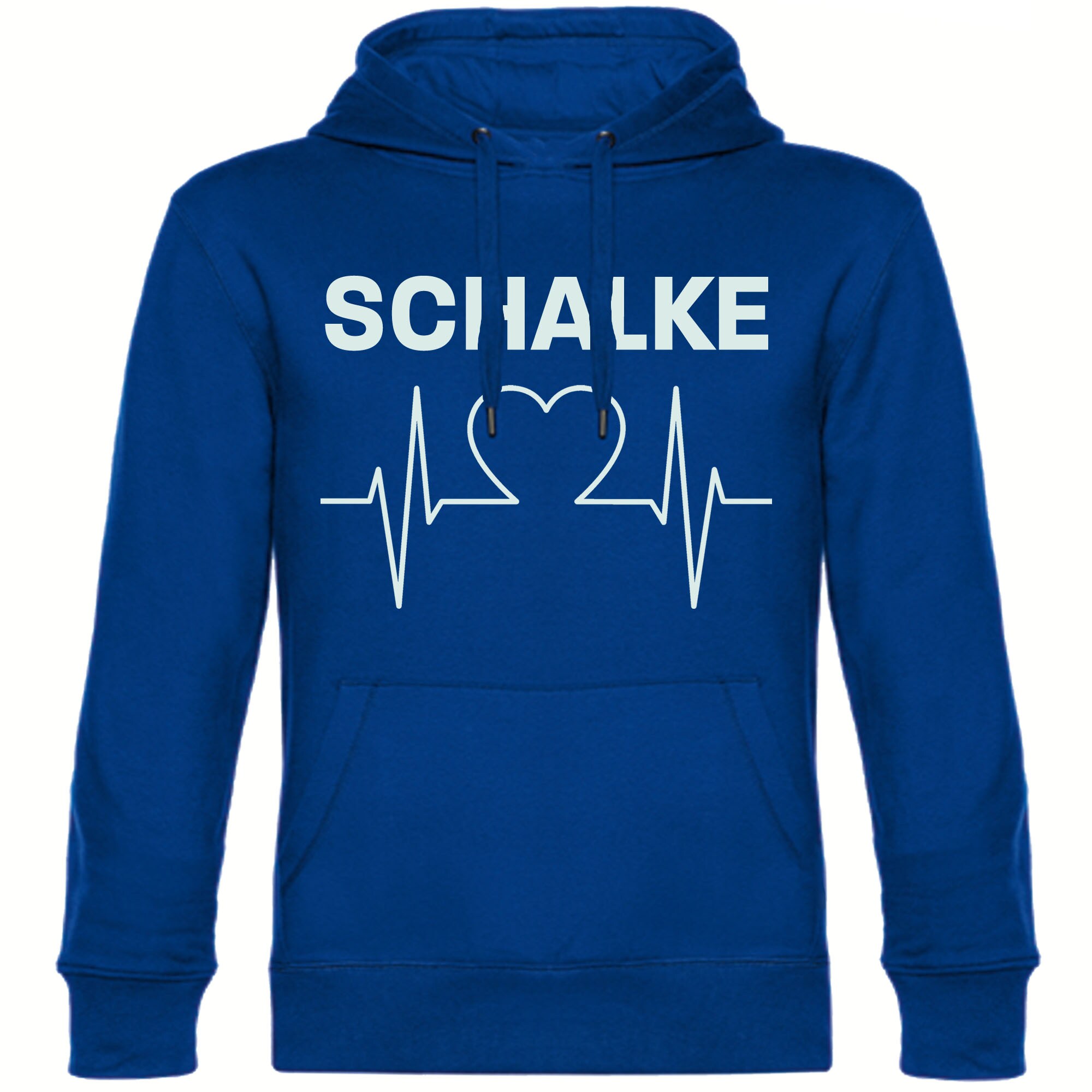 multifanshop Kapuzen Sweatshirt - Schalke - Herzschlag - Druck wei&szlig; - Hoodie 