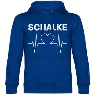 multifanshop Kapuzen Sweatshirt - Schalke - Herzschlag - Druck weiß - Hoodie 
