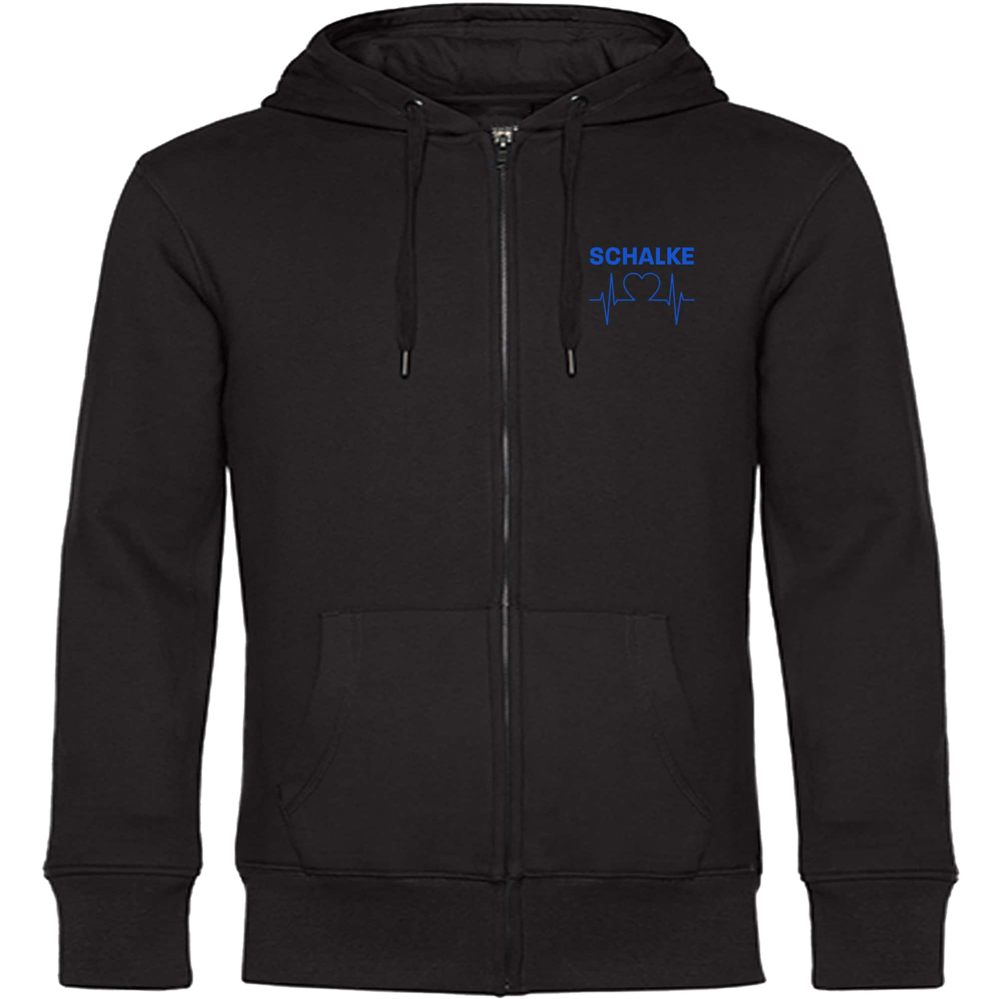 multifanshop Kapuzen Sweatshirt Jacke - Schalke - Herzschlag - Druck blau - Jacke 