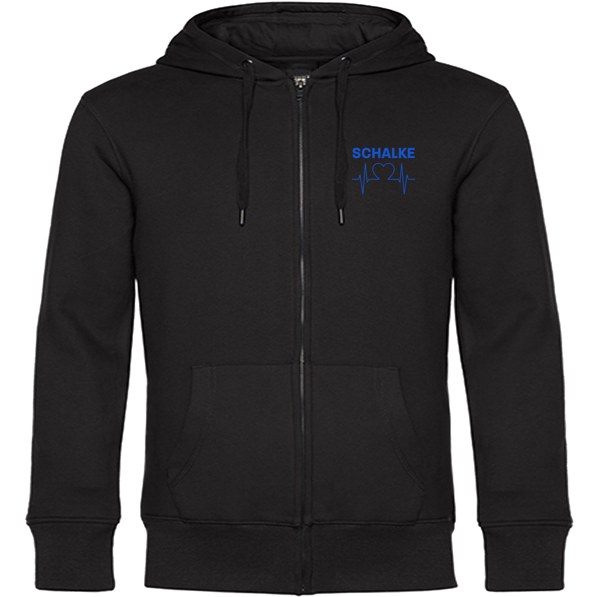 multifanshop Kapuzen Sweatshirt Jacke - Schalke - Herzschlag - Druck blau - Sweat 