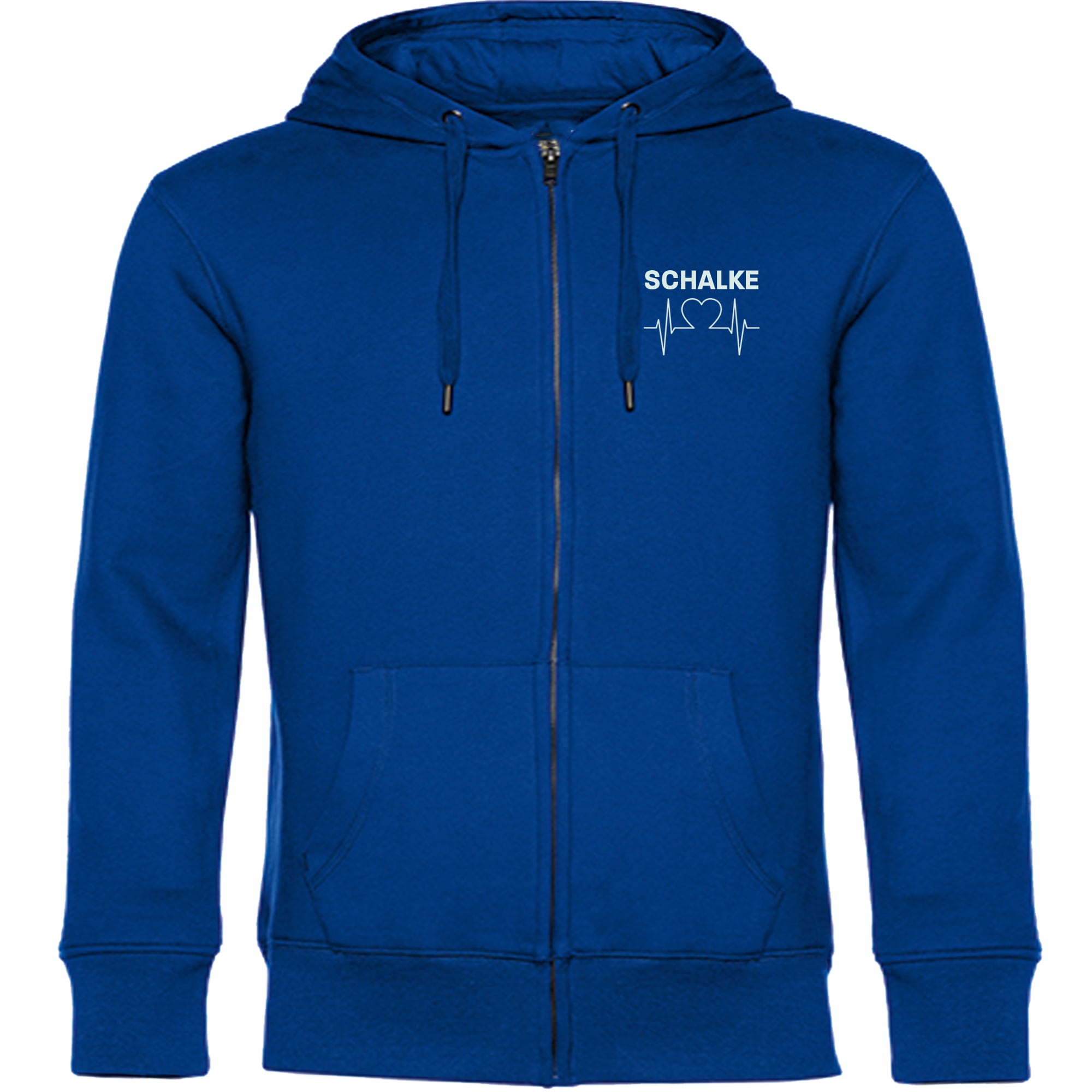 multifanshop Kapuzen Sweatshirt Jacke - Schalke - Herzschlag - Druck wei&szlig; - Sweat - Bild 1