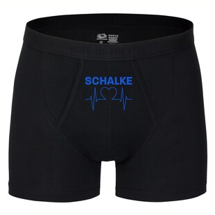 multifanshop Herren Boxer Short - Schalke - Herzschlag - Druck blau - Unterwäsche 