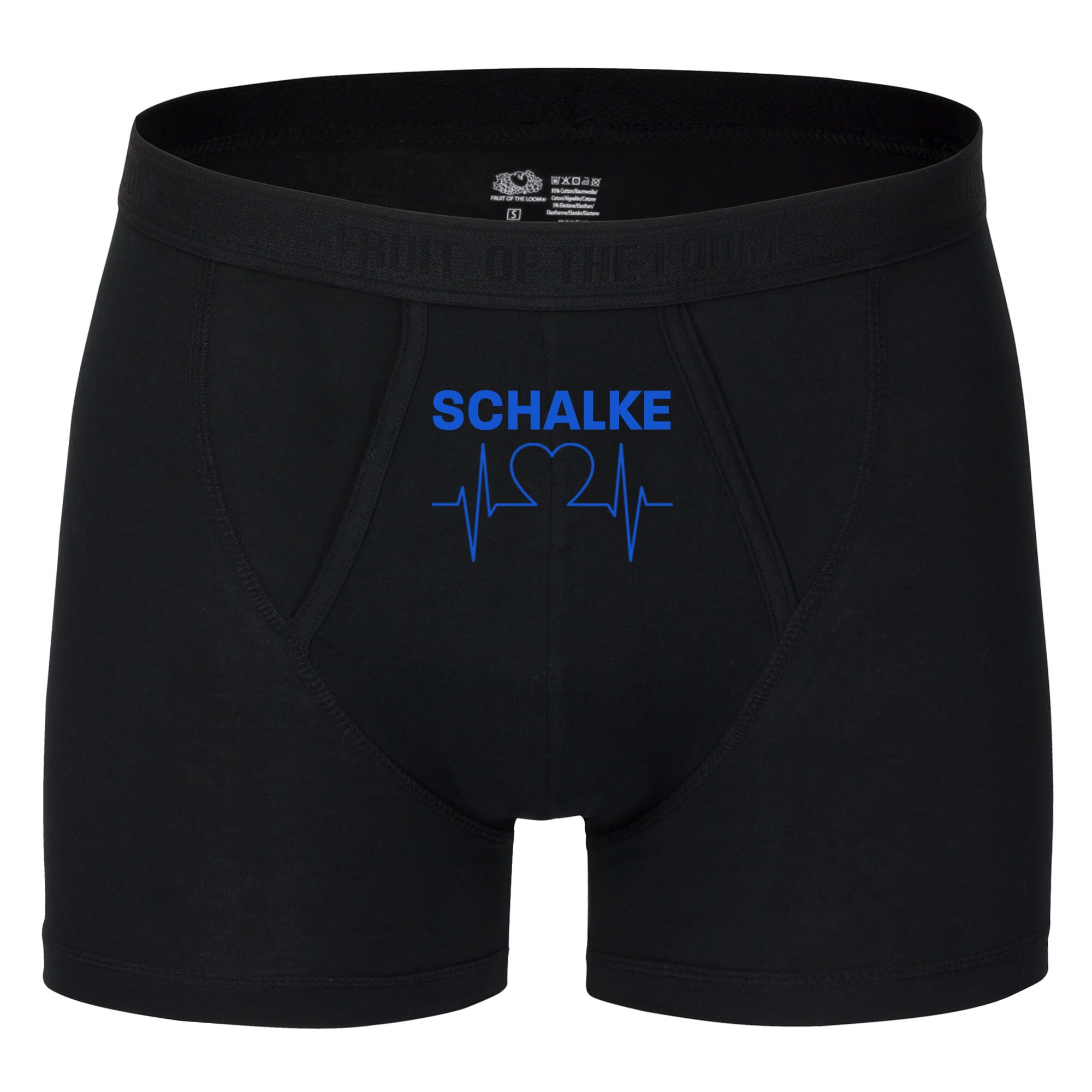 multifanshop Herren Boxer Short - Schalke - Herzschlag - Druck blau - Unterw&auml;sche 