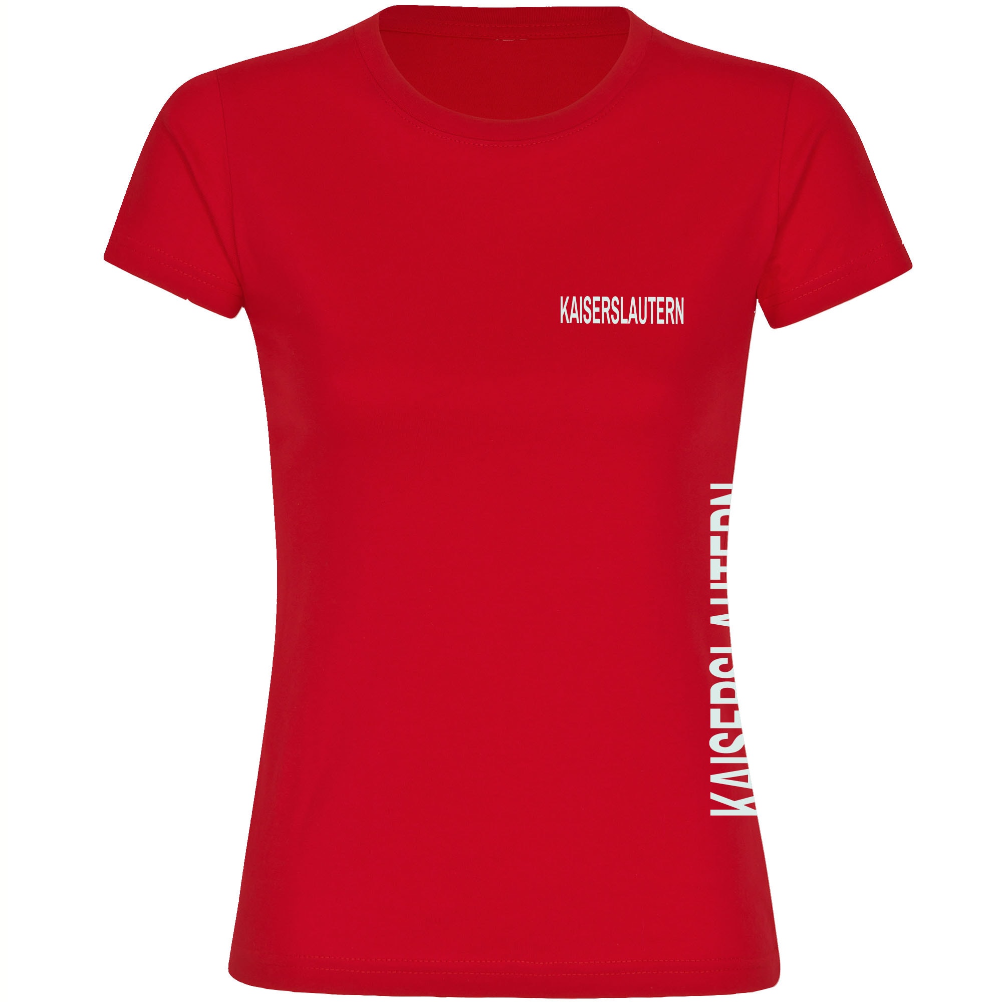 multifanshop Damen T-Shirt - Kaiserslautern - Brust & Seite - Druck wei&szlig; - Frauen 