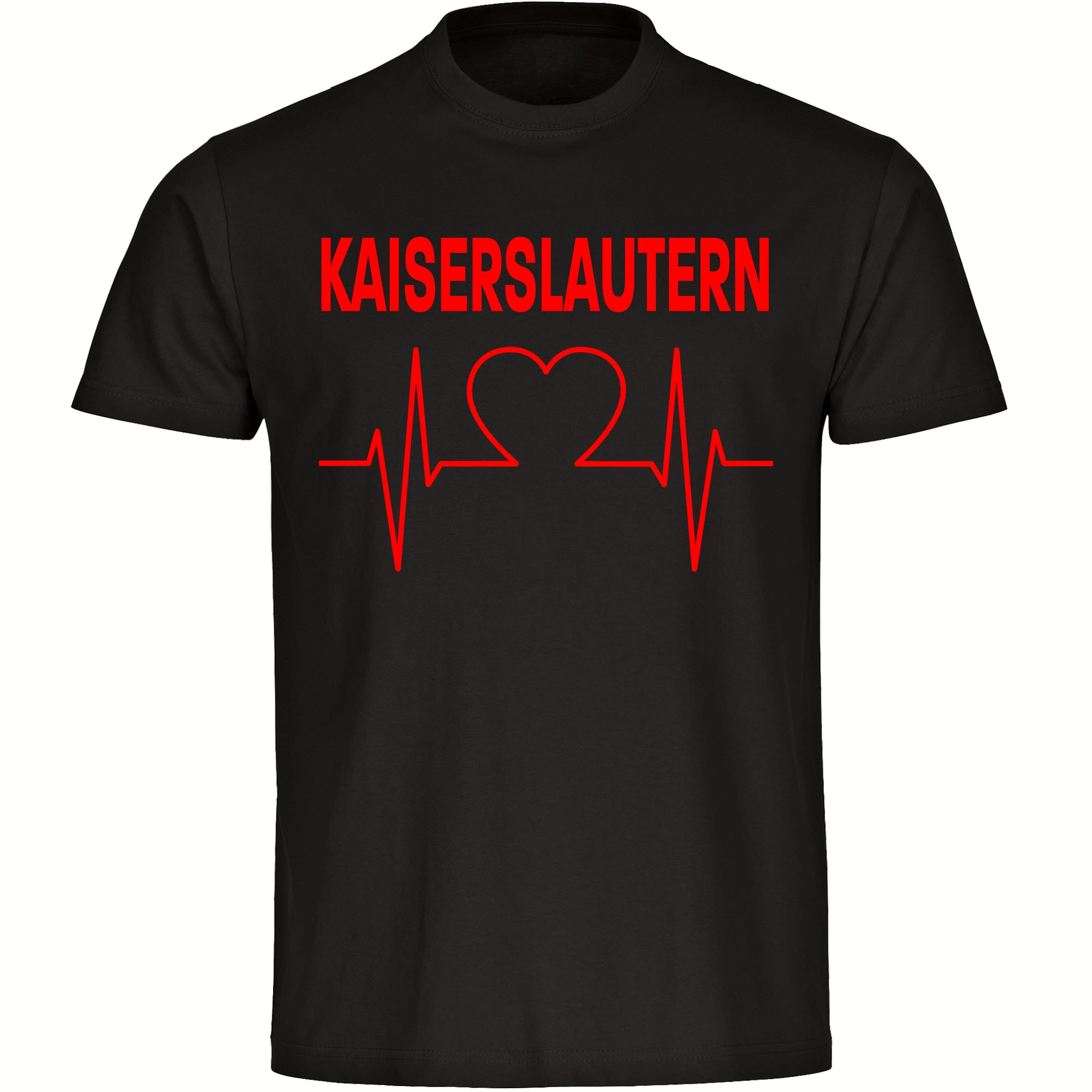 multifanshop Herren T-Shirt - Kaiserslautern - Herzschlag - Druck rot - M&auml;nner 