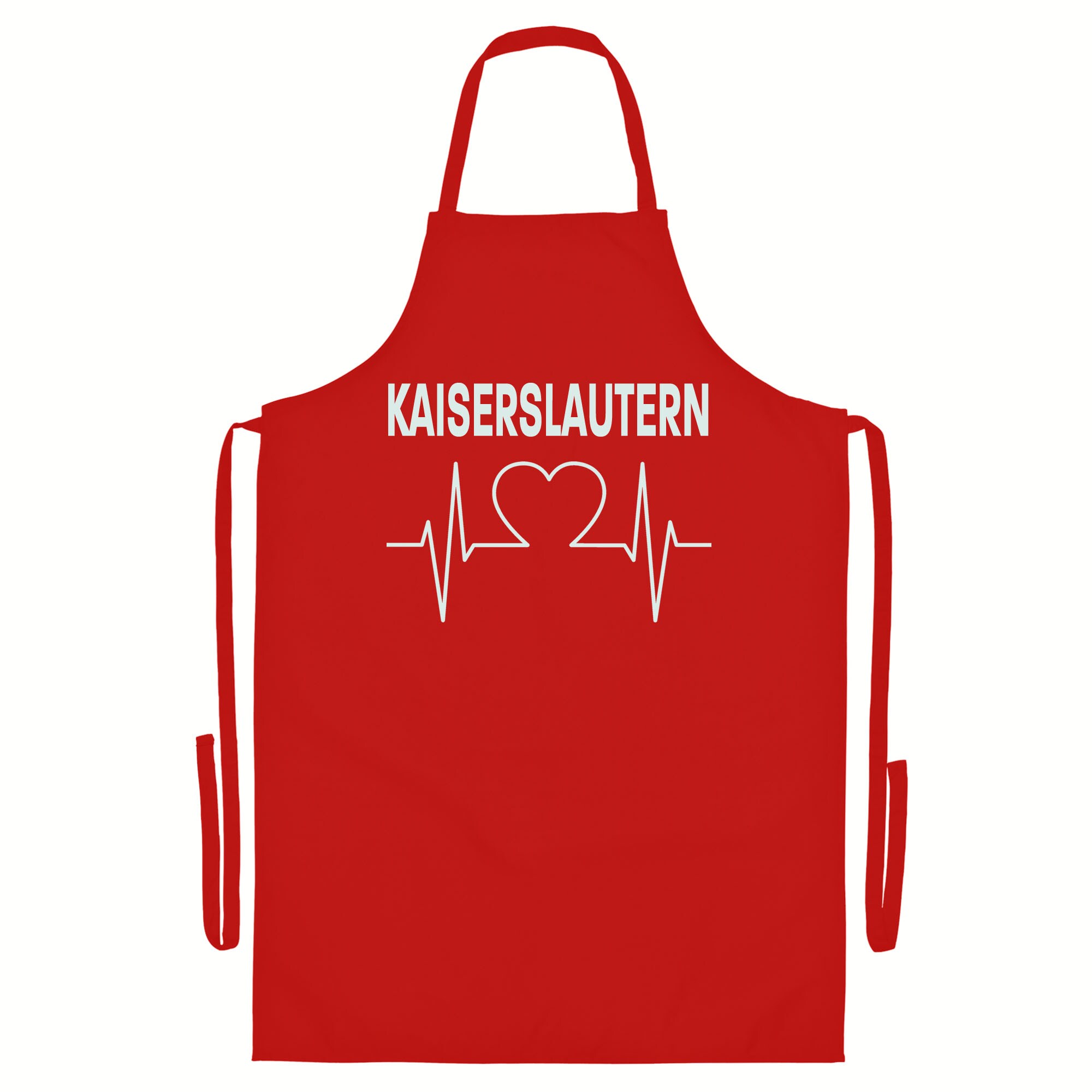 multifanshop Grillsch&uuml;rze - Kaiserslautern - Herzschlag - Druck wei&szlig; - Sch&uuml;rze 