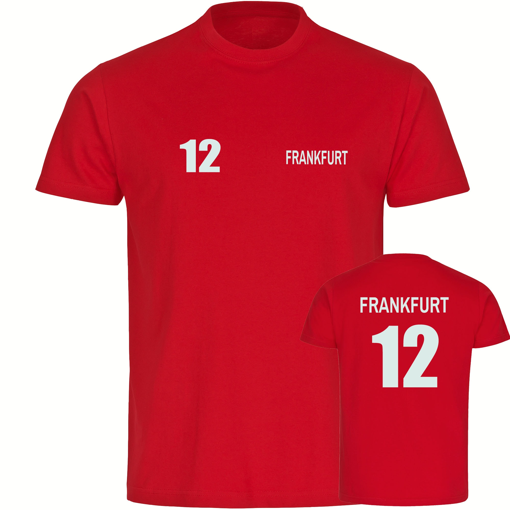 multifanshop Herren T-Shirt - Frankfurt - Trikot Nummer 12 - Druck wei&szlig; - M&auml;nner 
