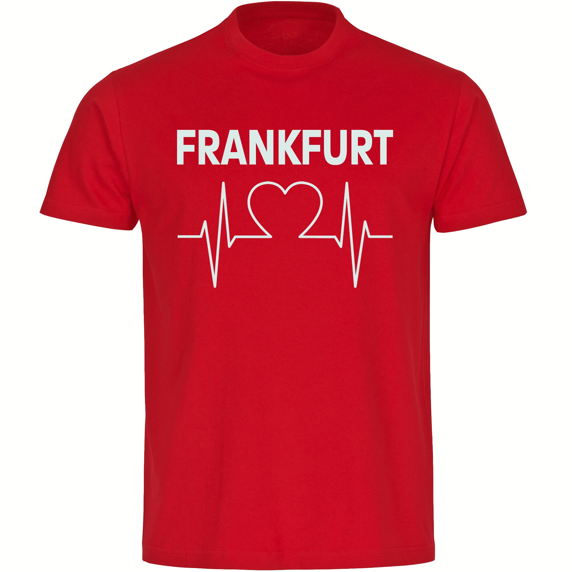 multifanshop Herren T-Shirt - Frankfurt - Herzschlag - Druck wei&szlig; - M&auml;nner 