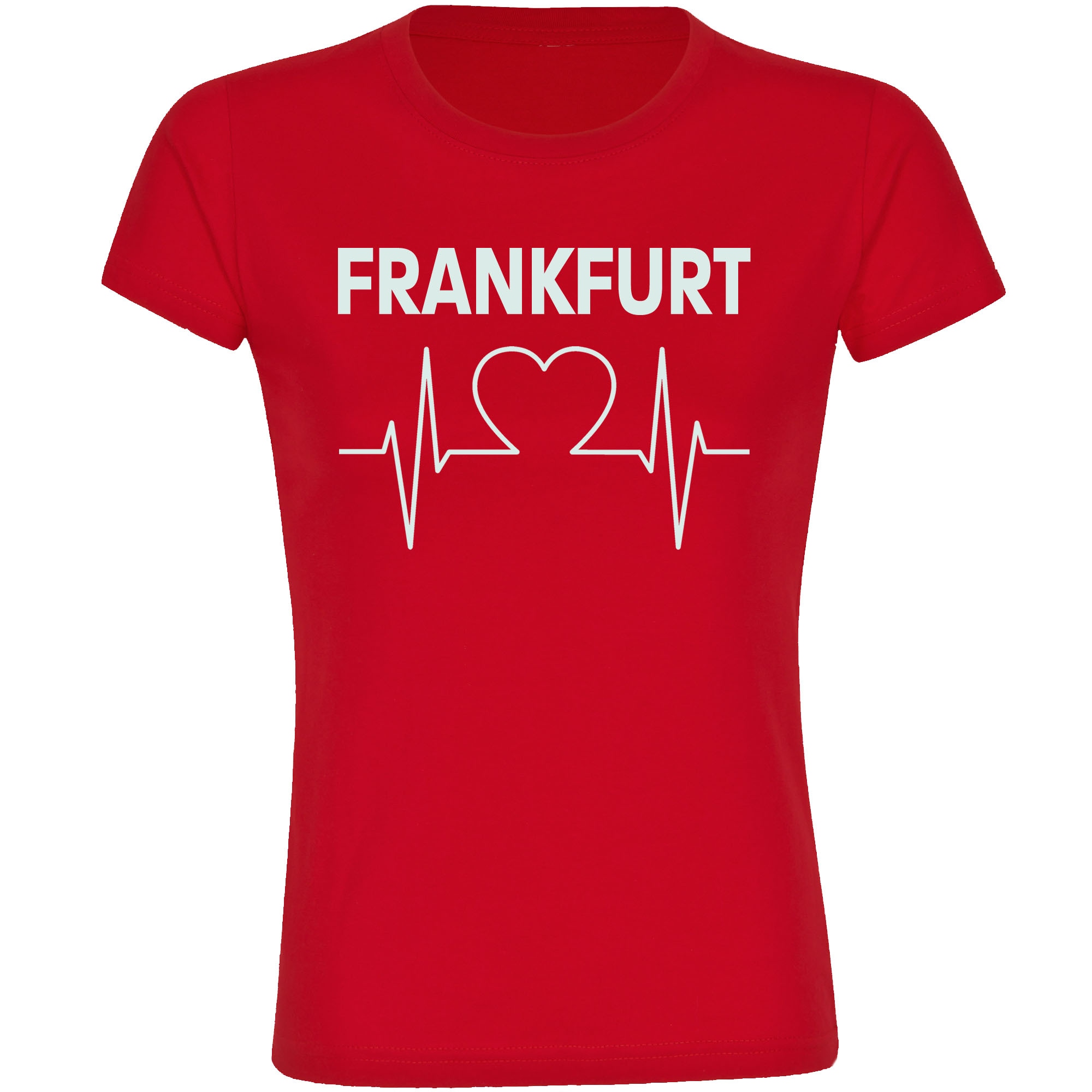 multifanshop Damen T-Shirt - Frankfurt - Herzschlag - Druck wei&szlig; - Frauen 
