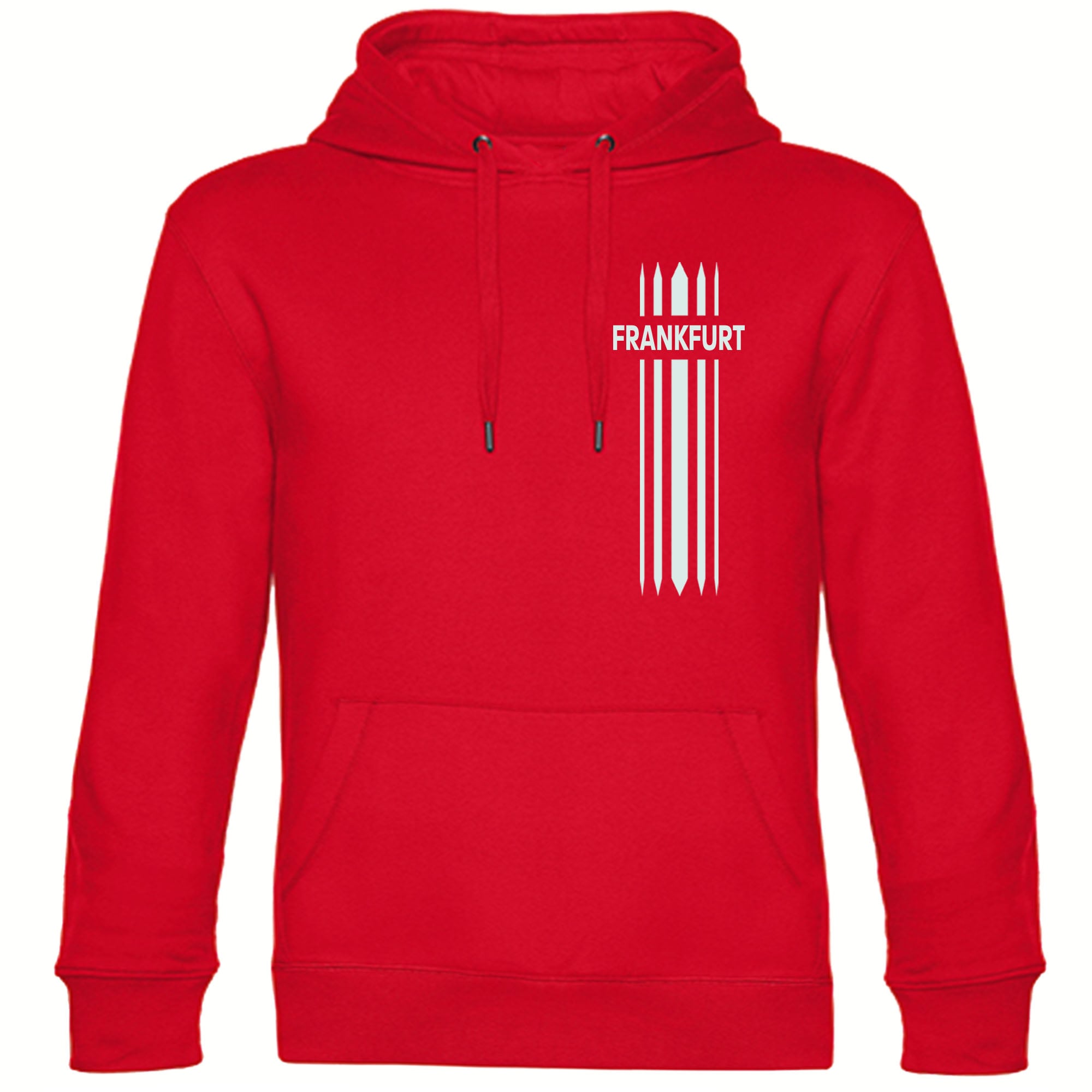 multifanshop Kapuzen Sweatshirt - Frankfurt - Streifen - Druck wei&szlig; - Hoodie 