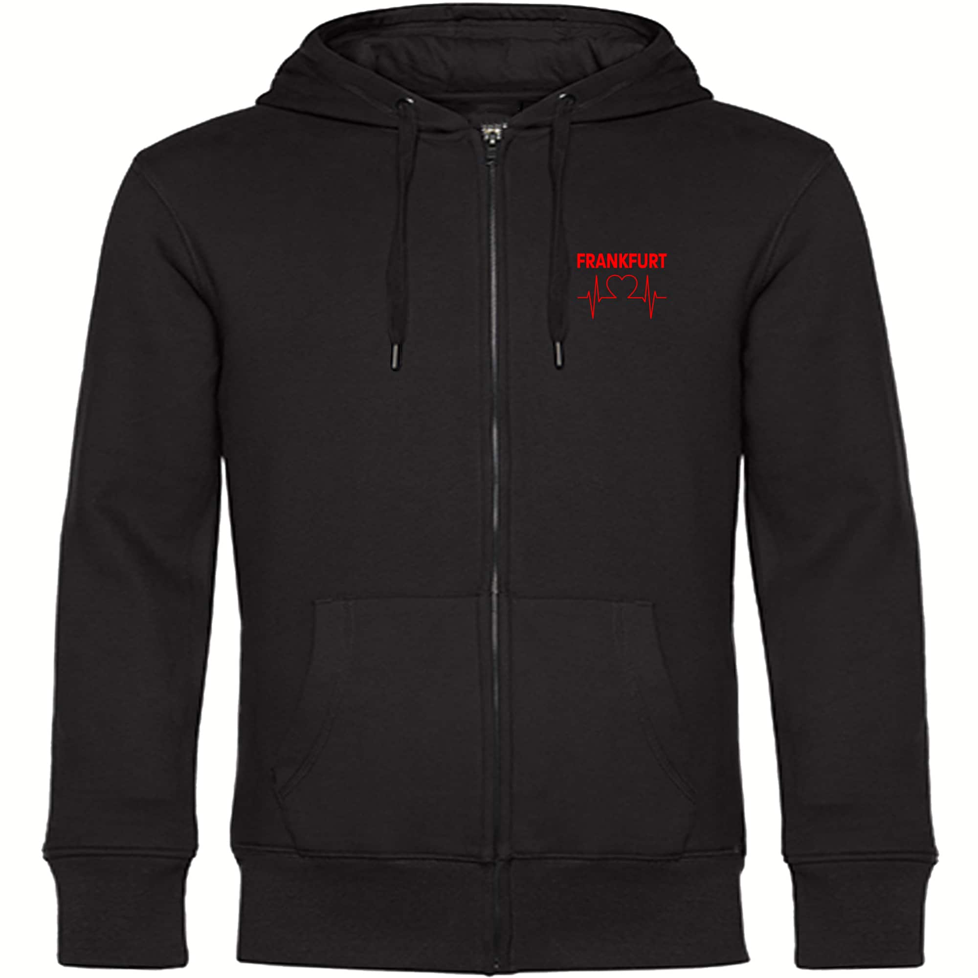 multifanshop Kapuzen Sweatshirt Jacke - Frankfurt - Herzschlag - Druck rot - Sweat 