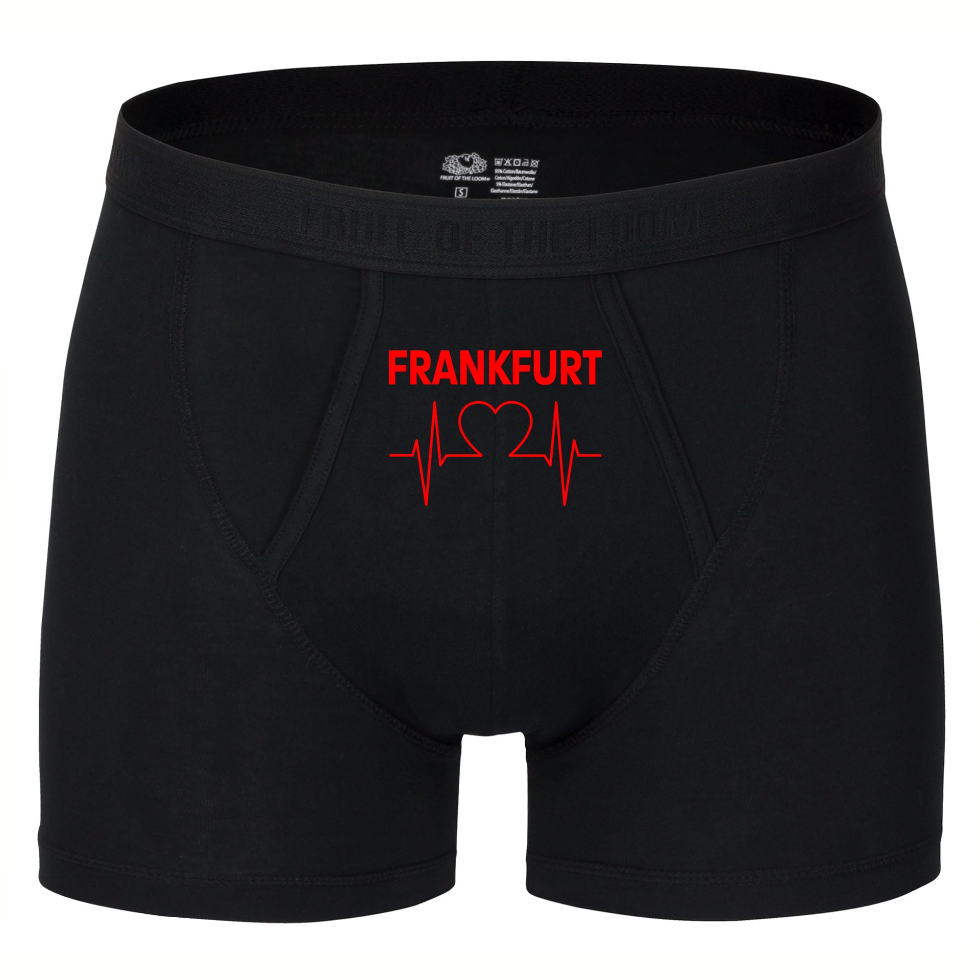 multifanshop Herren Boxer Short - Frankfurt - Herzschlag - Druck rot - Unterw&auml;sche 