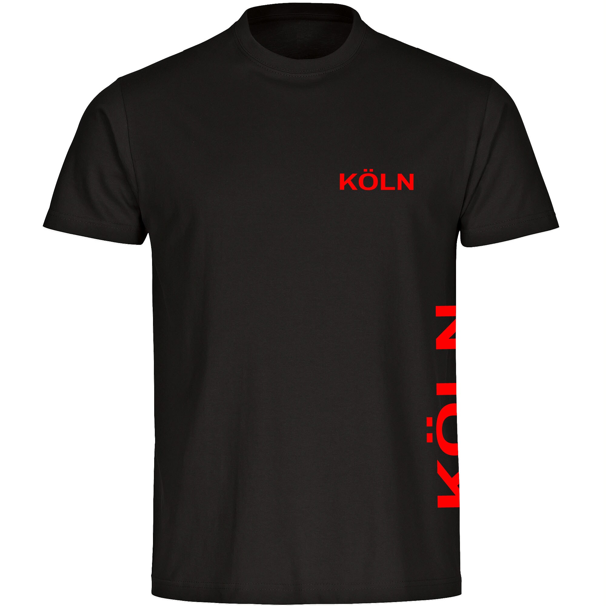 multifanshop Herren T-Shirt - K&ouml;ln - Brust & Seite - Druck rot - M&auml;nner 