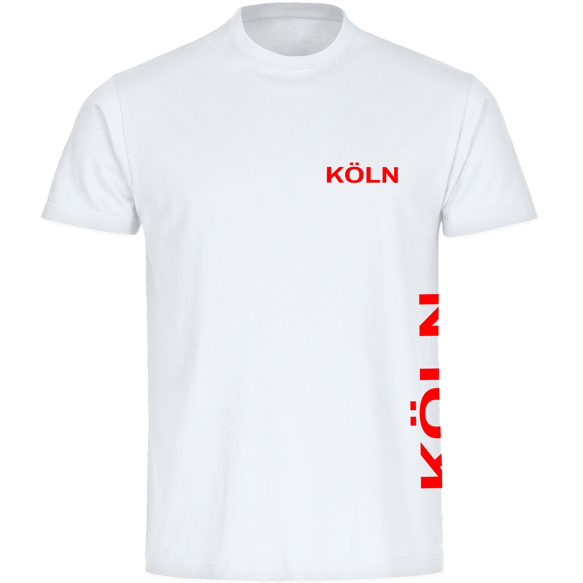 multifanshop Herren T-Shirt - K&ouml;ln - Brust & Seite - Druck rot - M&auml;nner 