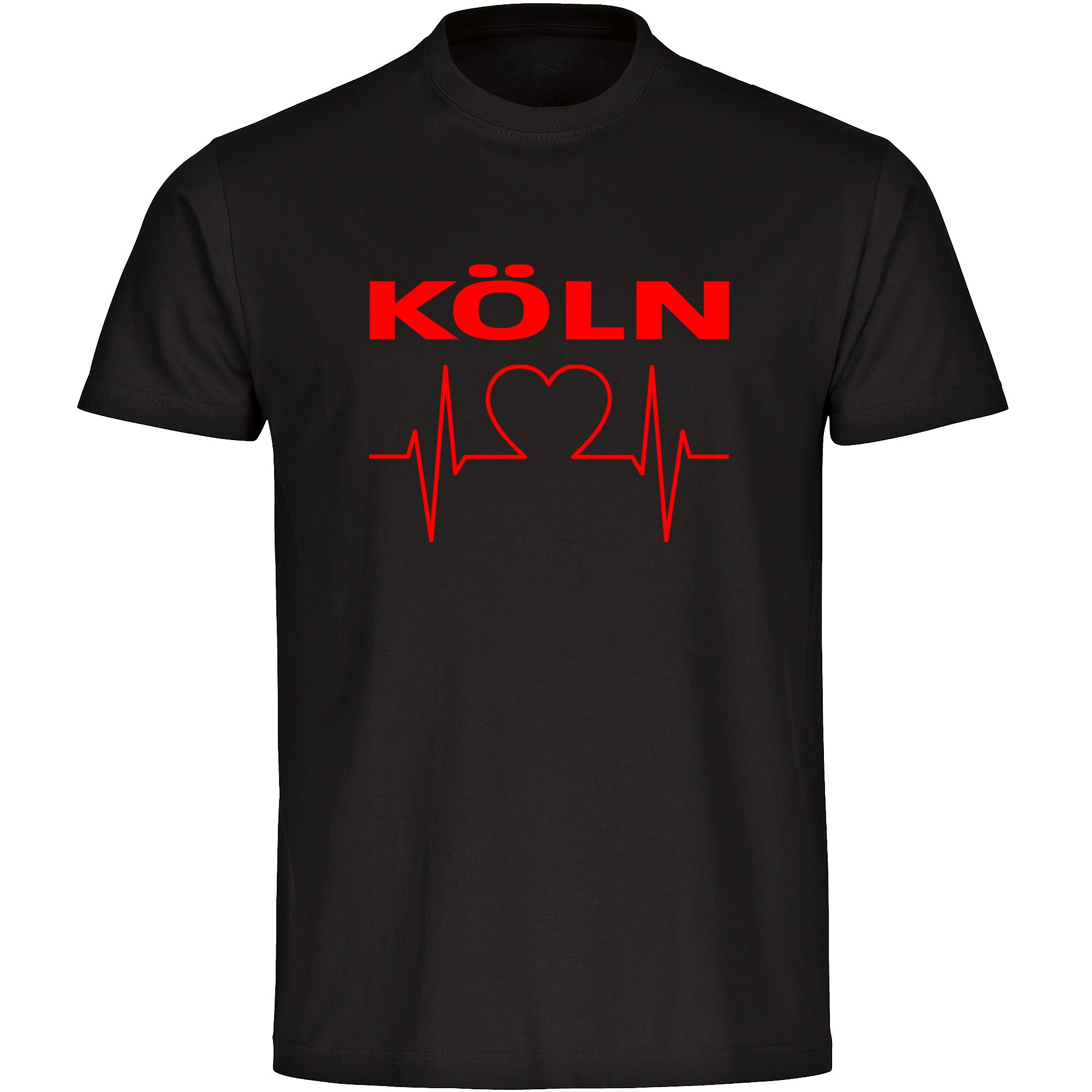 multifanshop Herren T-Shirt - K&ouml;ln - Herzschlag - Druck rot - M&auml;nner 