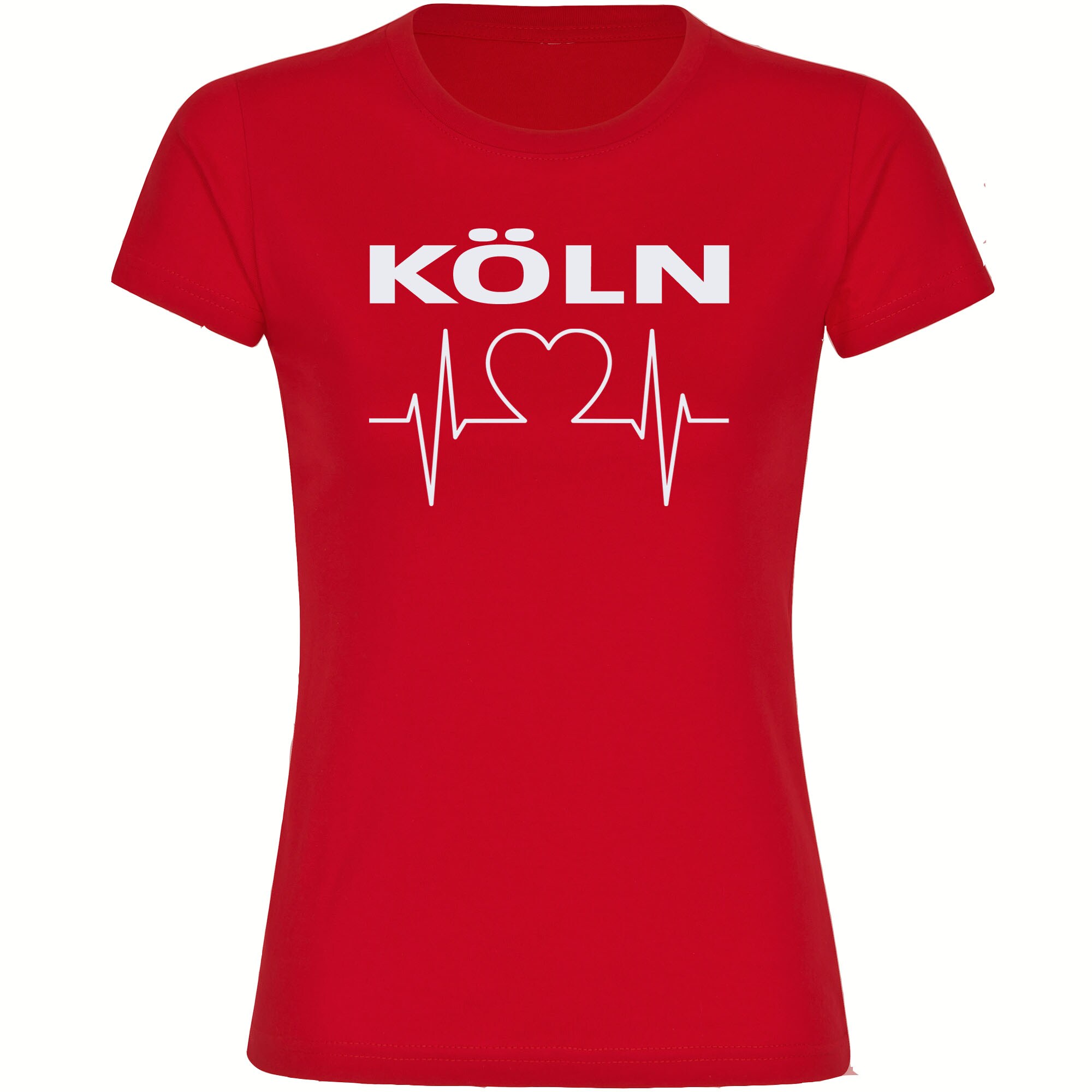 multifanshop Damen T-Shirt - K&ouml;ln - Herzschlag - Druck wei&szlig; - Frauen 