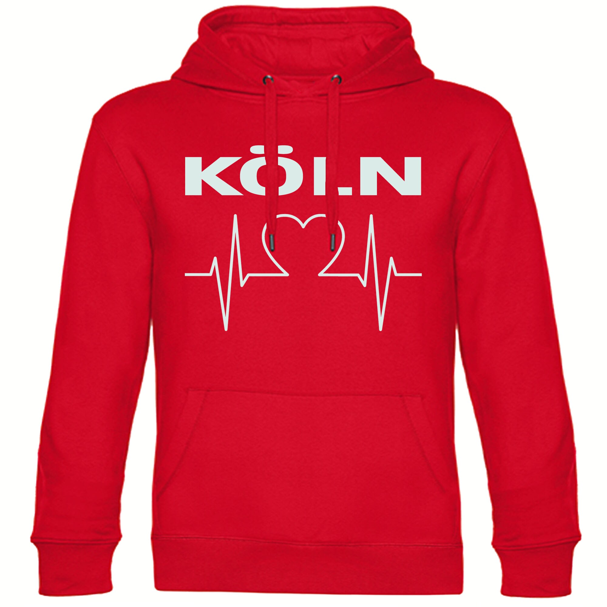 multifanshop Kapuzen Sweatshirt - K&ouml;ln - Herzschlag - Druck wei&szlig; - Hoodie 