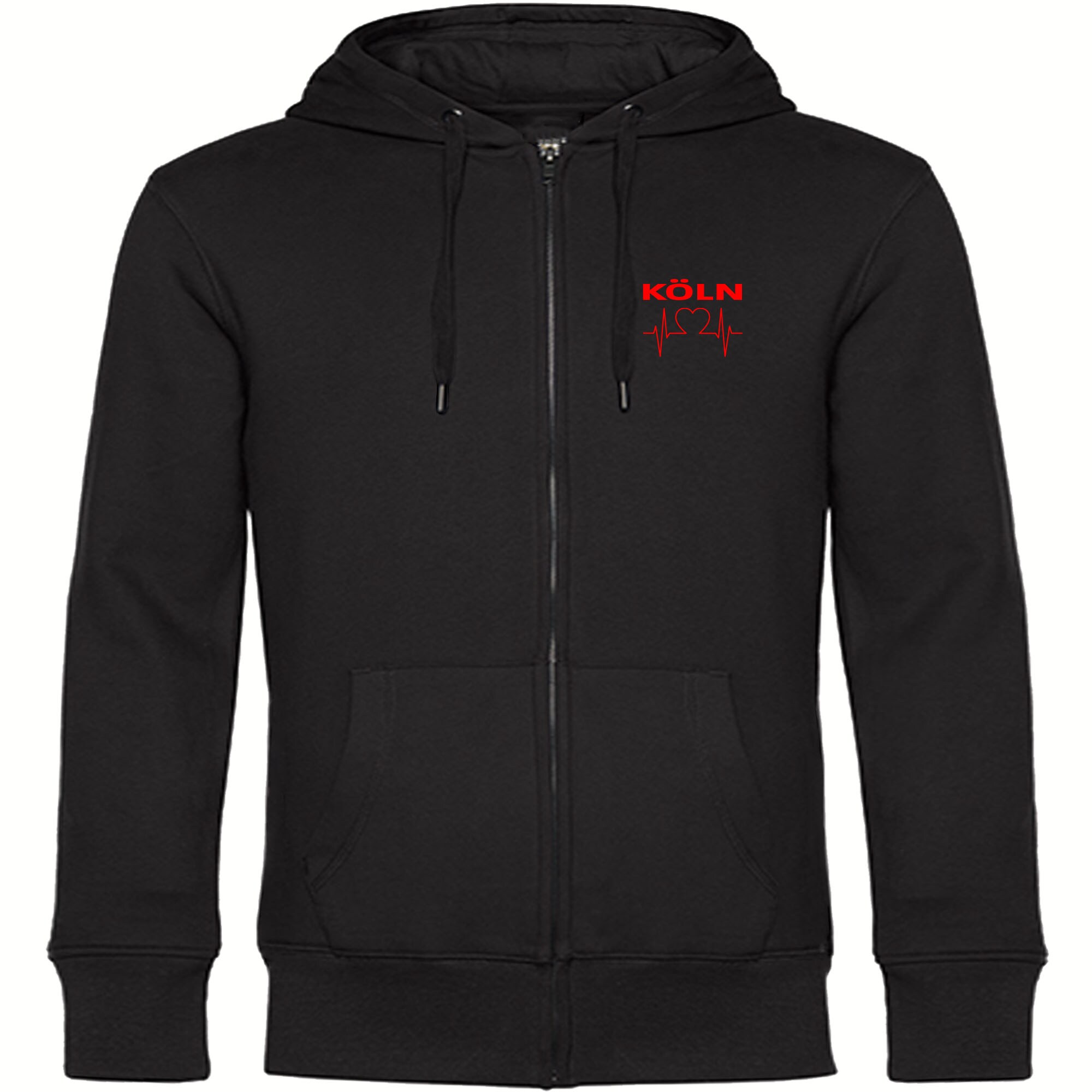 multifanshop Kapuzen Sweatshirt Jacke - K&ouml;ln - Herzschlag - Druck rot - Sweat 