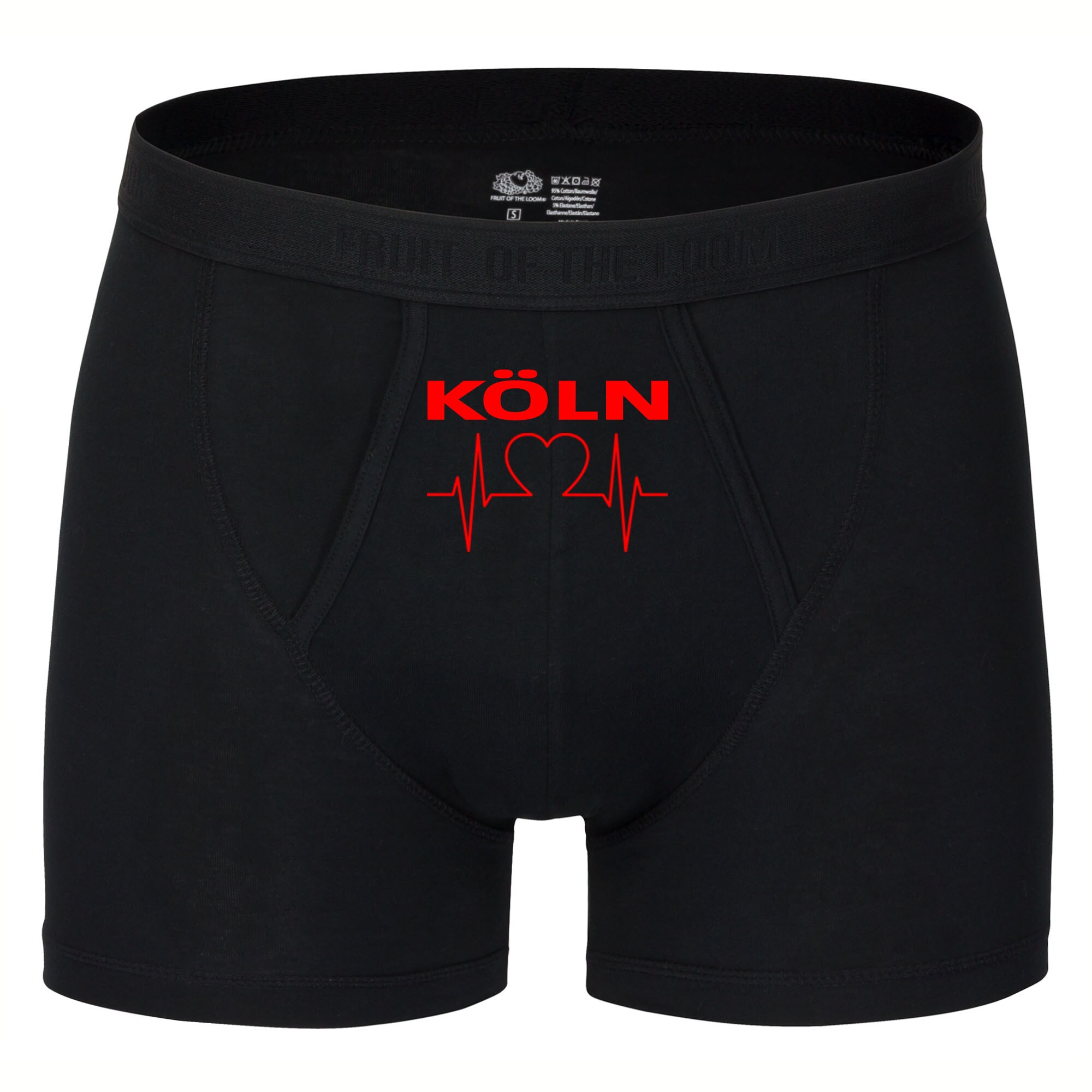 multifanshop Herren Boxer Short - K&ouml;ln - Herzschlag - Druck rot - Unterw&auml;sche 